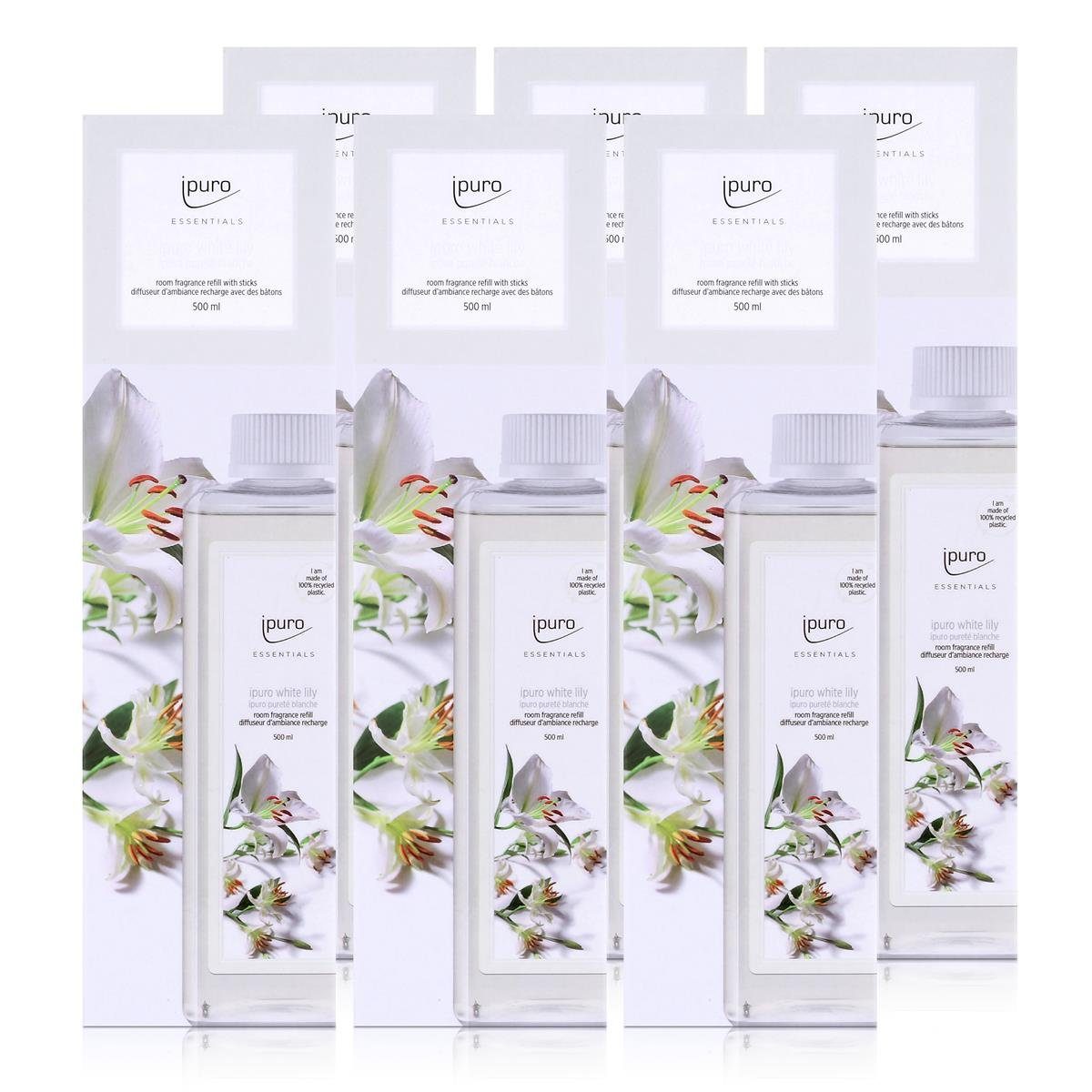 white Ipuro Nachfüllflasche 500ml Raumduft (6er IPURO lily Raumduft Refill Essentials