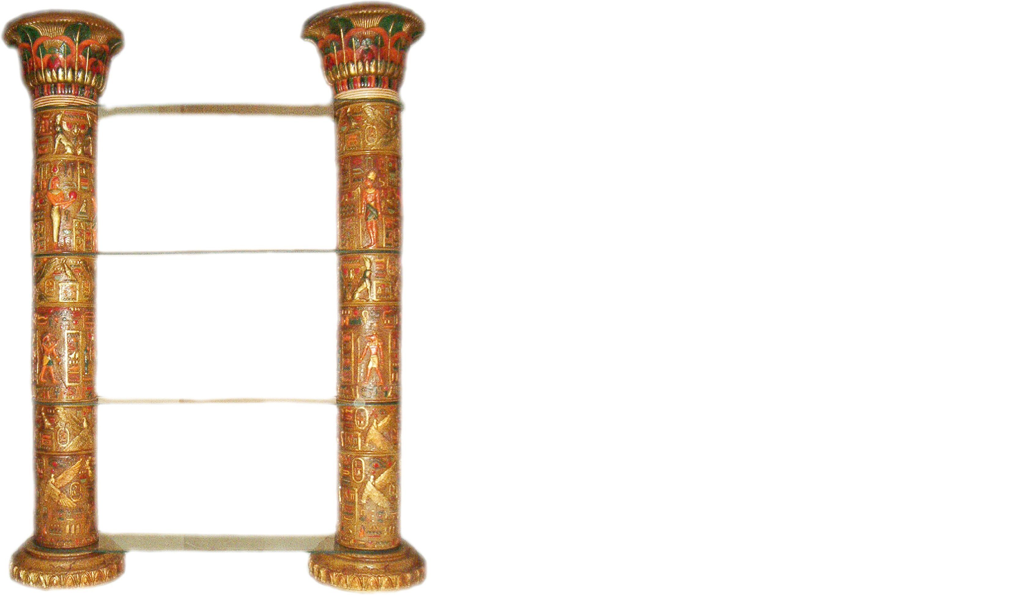 240cm Regal Vitrine Säulen Regale Skulptur Glas Vitrinen Säule JVmoebel XXL Ägyptische