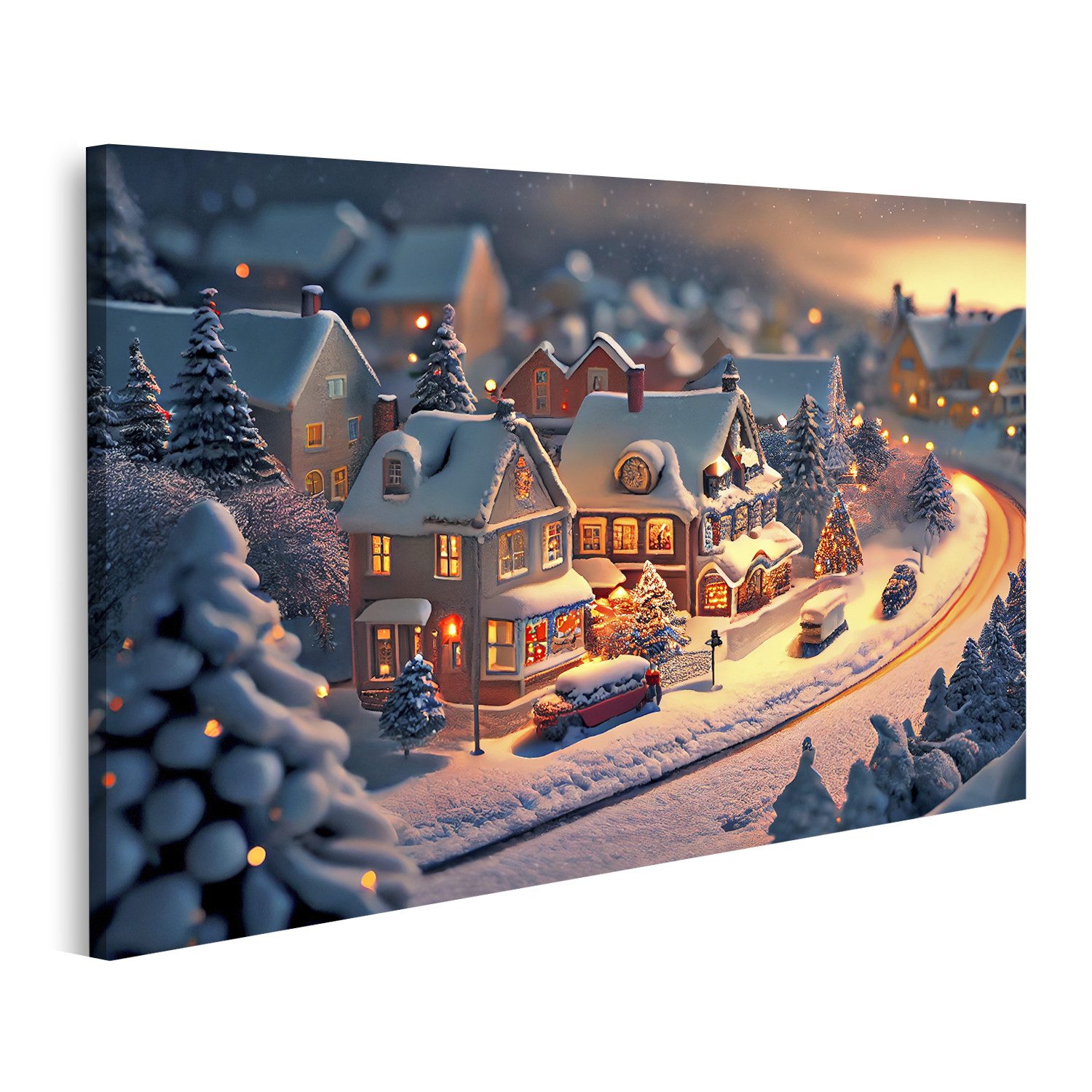 islandburner Leinwandbild Weihnachtsdorf Schnee Winterdorf Landschaft Weihnachtsferien Изображения