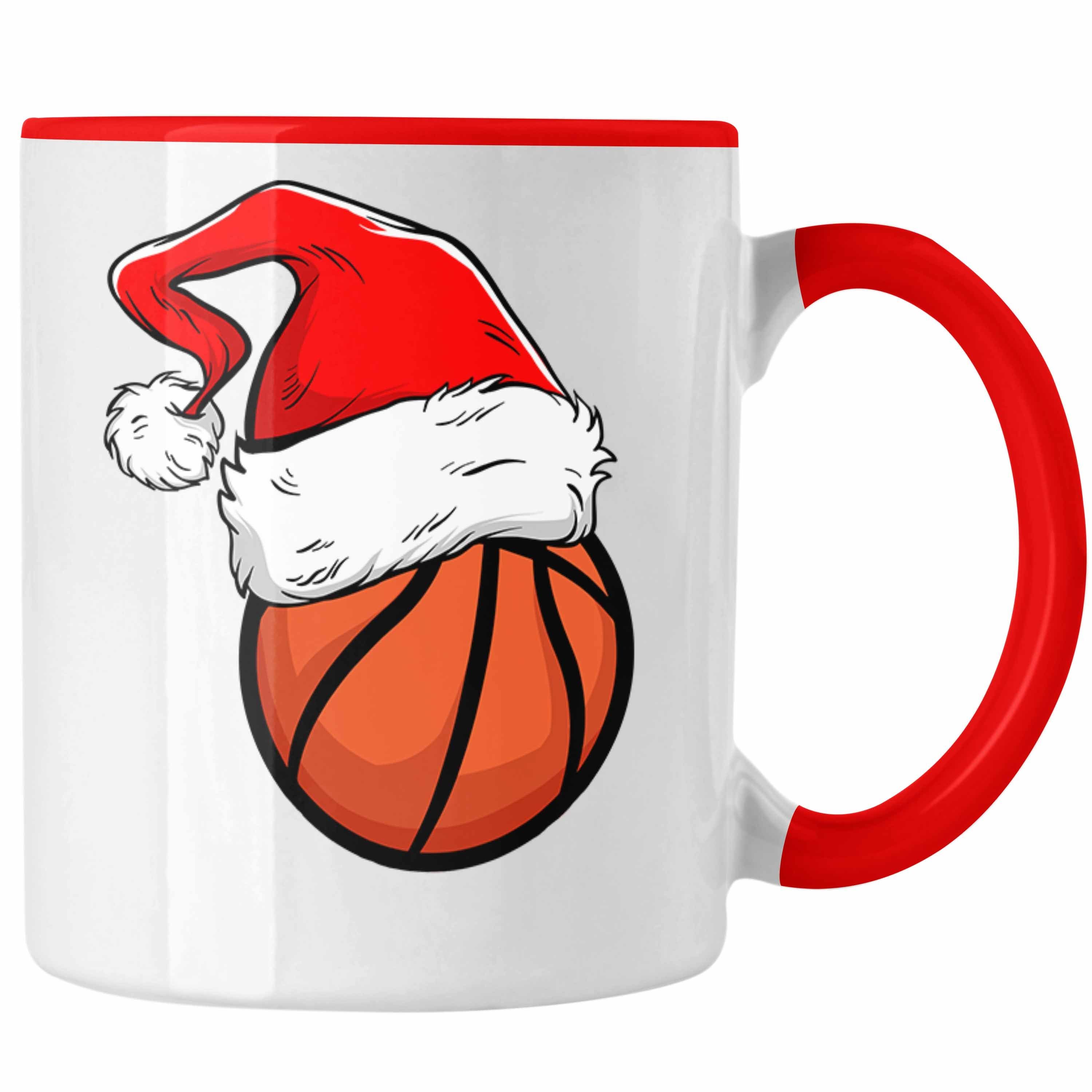 Trendation Tasse Trendation - Basketball Weihnachten Tasse Geschenk Basketballspieler Geschenkidee Rot