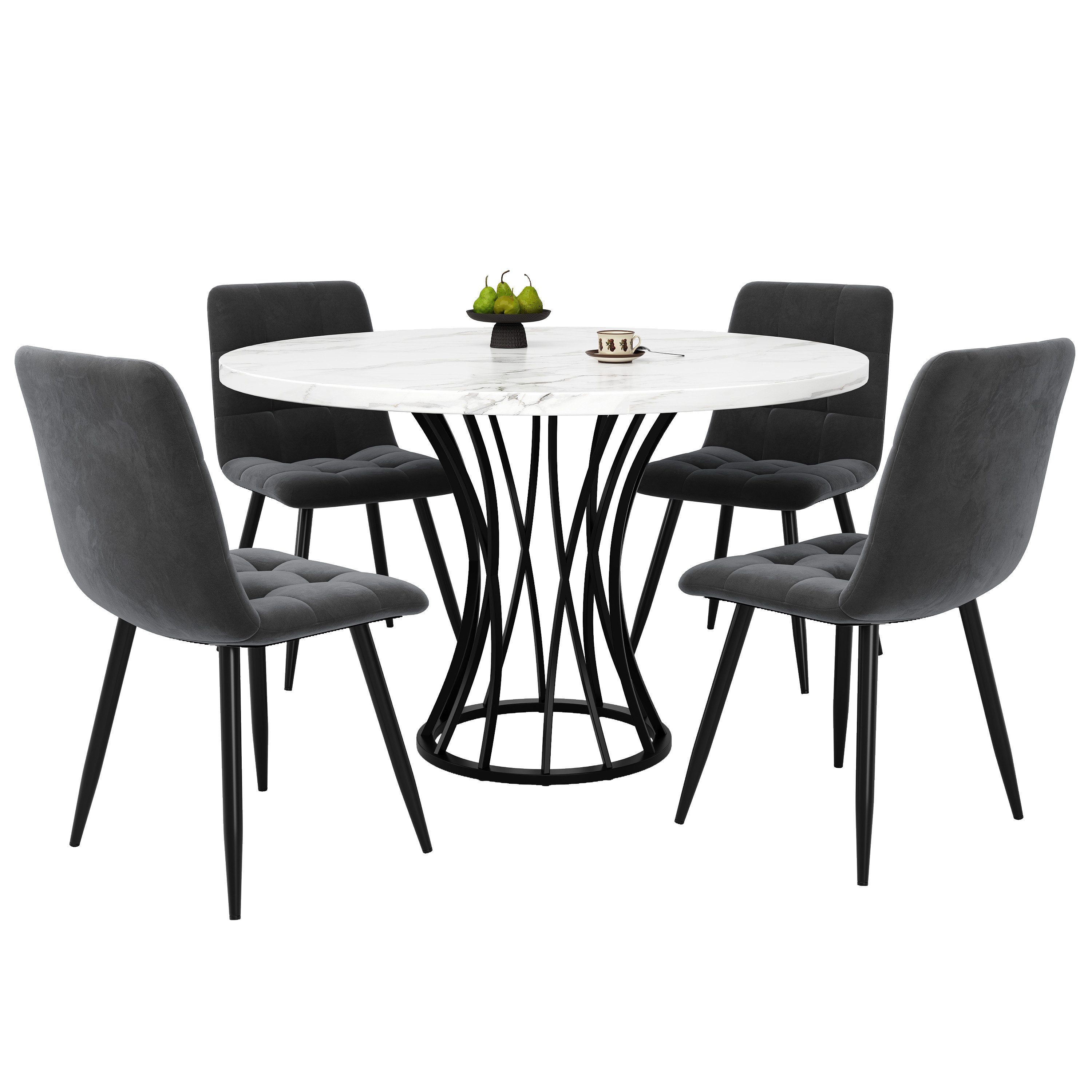 OKWISH Essgruppe Esstisch mit 4 Stühlen, günstig online kaufen