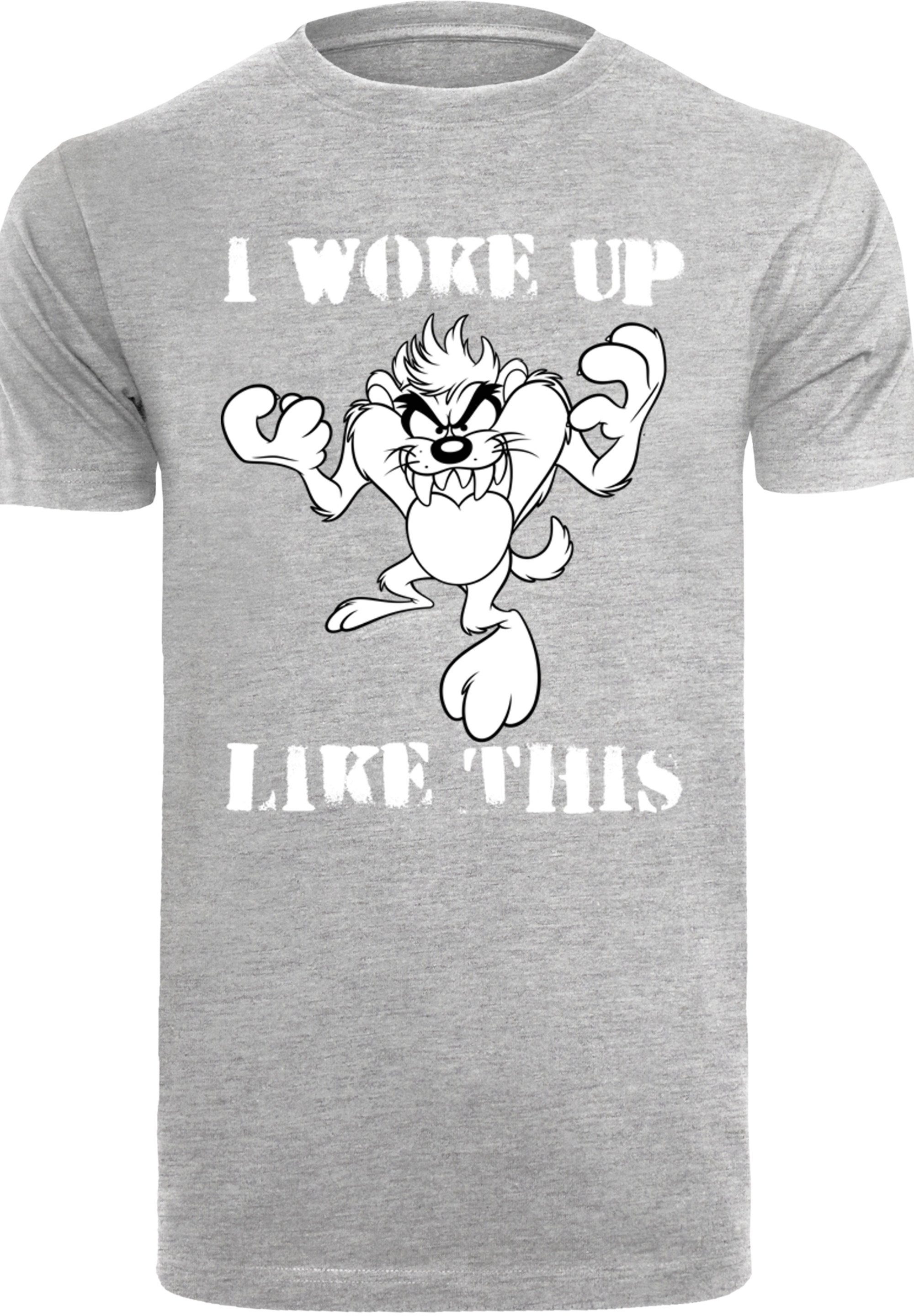 F4NT4STIC T-Shirt Looney Tunes Taz I Woke Up Like This Print, Rippbündchen  am Hals und Doppelnähte am Saum