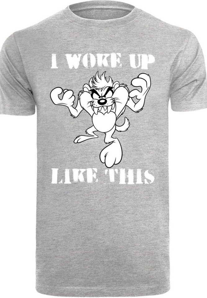 F4NT4STIC T-Shirt Looney Tunes Taz I Woke Up Like This Print, Rippbündchen  am Hals und Doppelnähte am Saum