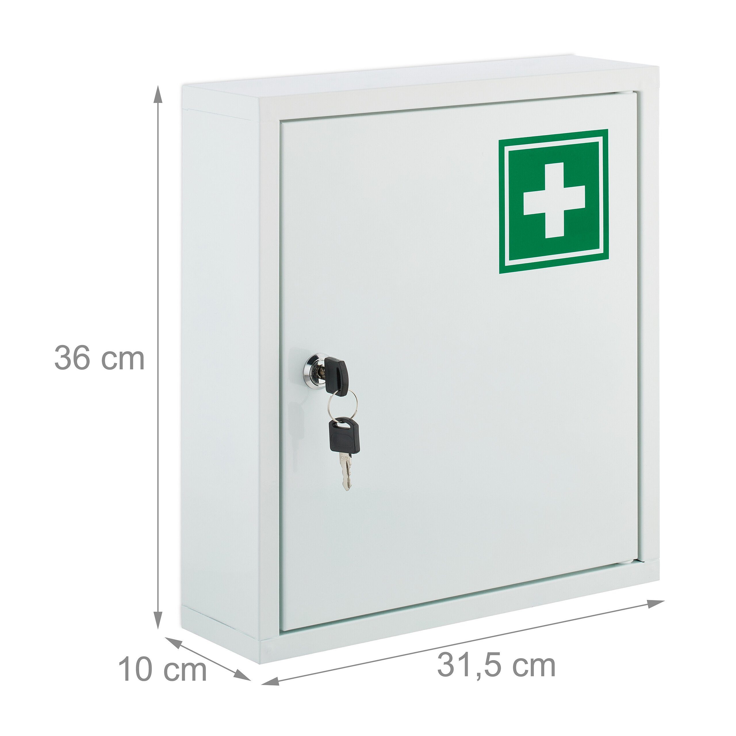 Relaxdays Medizinschrank Mit 2 Fächern - Eck-Apothekerschrank Aus Edelstahl Mit Glastür Und Schloss