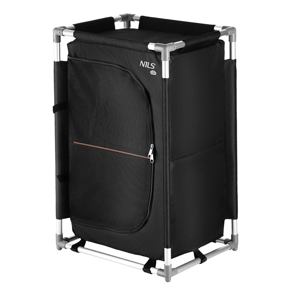 NILS CAMP Campingschrank Outdoor Reiseschrank (Spar-Set, 43 x 67 x 34 cm, 2 Fächer, 2 kg Gewicht) Netz mit Reißverschluss, Tragetasche, rutschfeste Füße