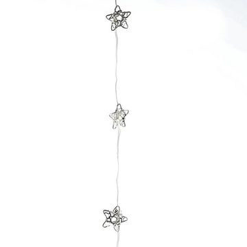 MARELIDA LED-Lichterkette Sterne 20LED Dekolichterkette Silberdraht Weihnachtsdeko silber, 20-flammig