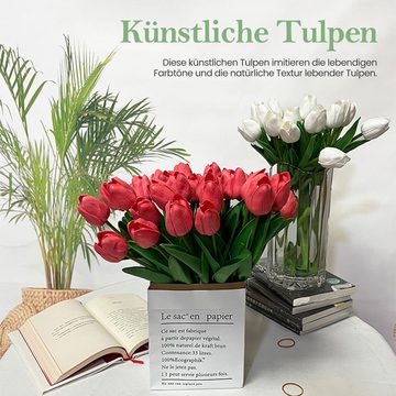 Kunstblumenstrauß 10 pcs Künstliche Blumen Tulpen, MAGICSHE, Realistische dekorative Blumen,Valentinstagsgeschenk