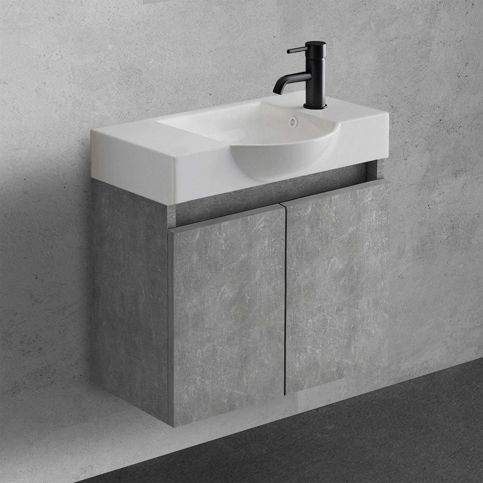 Alpenberger Badmöbel-Set Gäste WC Waschbecken mit Unterschrank 55 cm Breit, günstig online kaufen