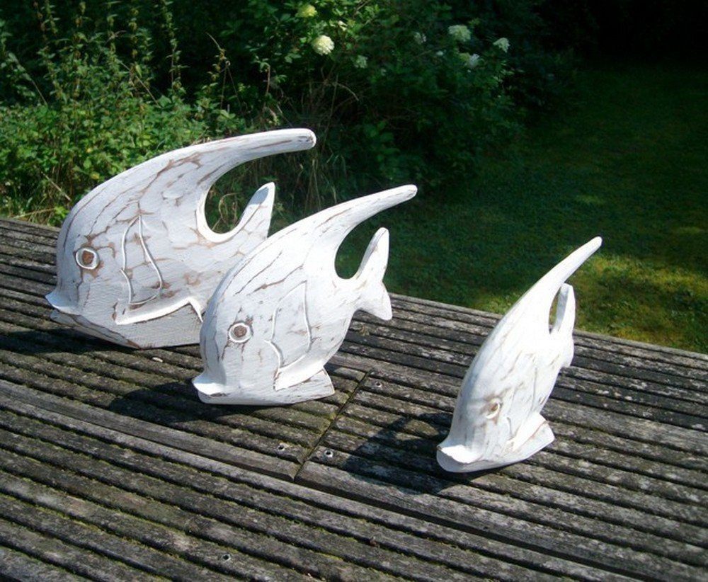 Deko-Impression Dekofigur Handgearbeitete Fische, Statuen, Deko-Objekt, 3 Stück, weiss maritim (3 St)