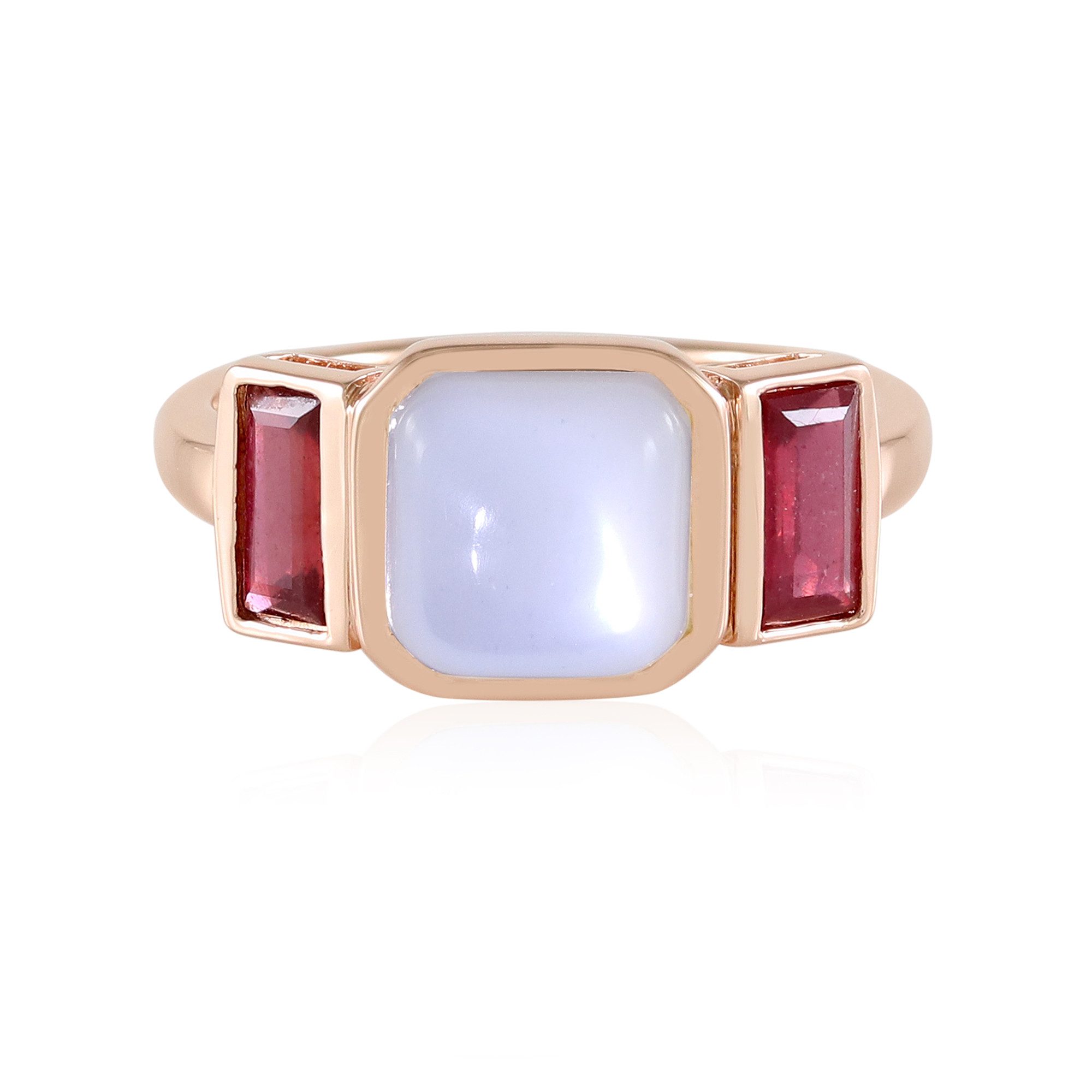 Cavill Silberring Mondstein Rubin Rose vergoldet Silber Ring (1-tlg)