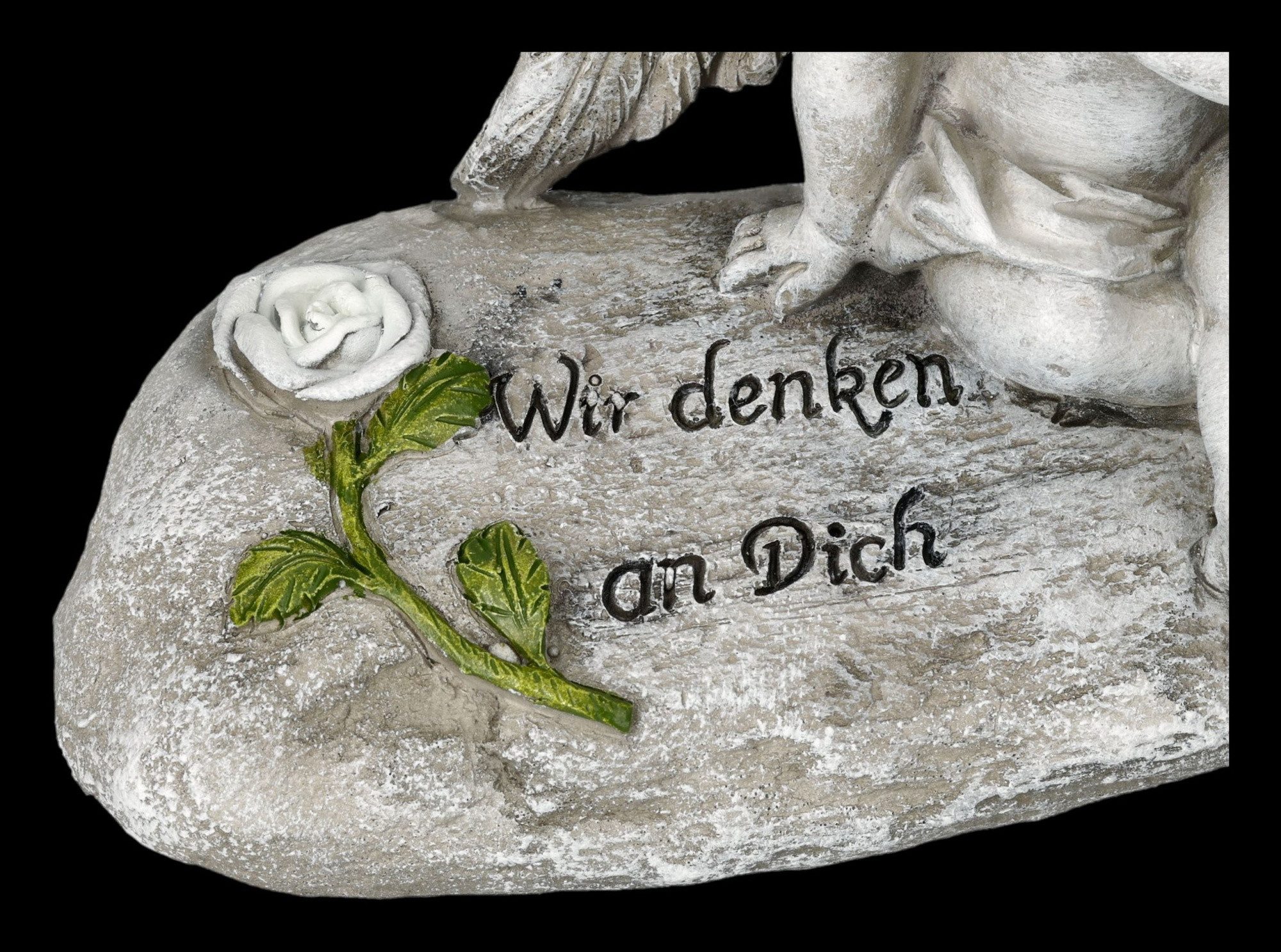 Figuren Shop GmbH Dekofigur Engel Figur – Trauer Deko Statue Wir denken an Dich Grabengel 14,5 cm