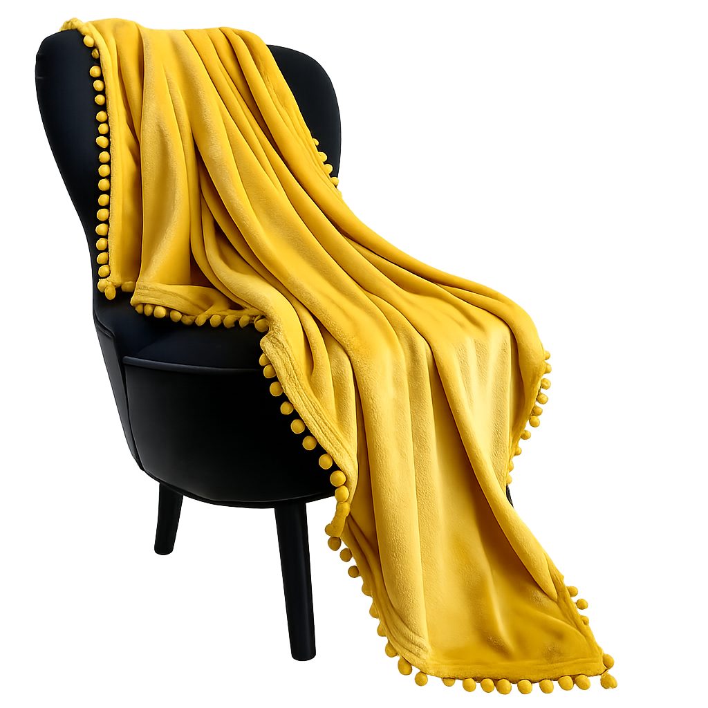 Wohndecke Flanell Kuscheldecke 150x200 cm weich warm Sofadecke Pompons, LOMAO, Weich warm atmungsaktiv leicht mit Pompons maschinenwaschbar