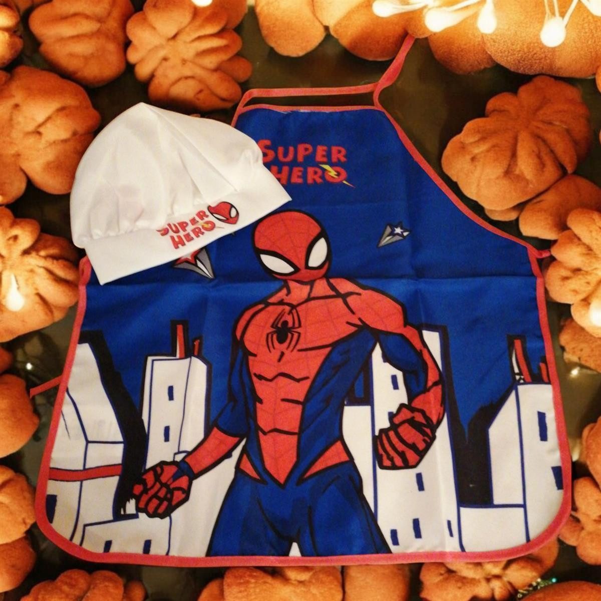 Spiderman Kochschürze Kochschürze für Kinder mit Kochmütze, Spiderman "Supe günstig online kaufen