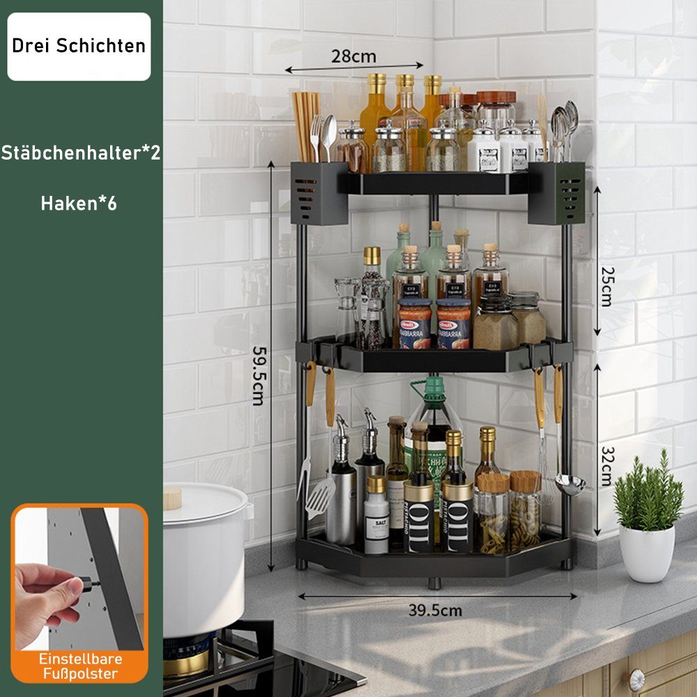 NUODWELL Gewürzregal Kücheregal Ecke Stehgestell,2/3/4 etage günstig online kaufen