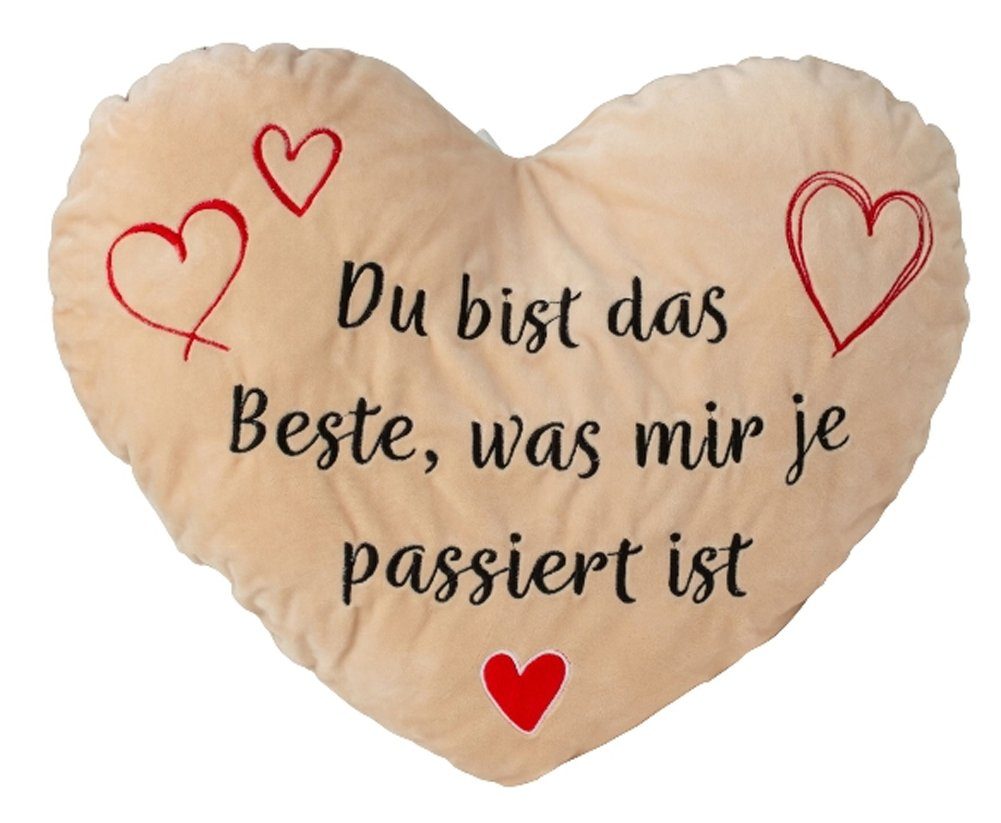 LB H&F Lilienburg Dekofigur Plüschfigur Geschenk Männer Freundin Herz Liebe (Herzform Freundin Freund Mann Frau Hochzeitsgeschenk Hochzeit Mama Herzkissen Mutter Verliebte Beste Geschenkidee Valentinstaggeschenk Valentinsgeschenk verliebt Paar Partner Pärchen Verlobung Herz Liebe Kuschelkissen Mitbringsel Muttertag Spruch Motiv DU BIST DAS BESTE WAS MIR JE PASSIERT IST Jahrestag Plüschherz Herzkissen Dekokissen Plüsch Idee Geschenkidee, Valentinstag Verlobung Antrag Hochzeitsantrag Verlobungsgeschenk), Geburt Hochzeit Jahrestag xl groß Love Liebe Geburtstag Muttertag