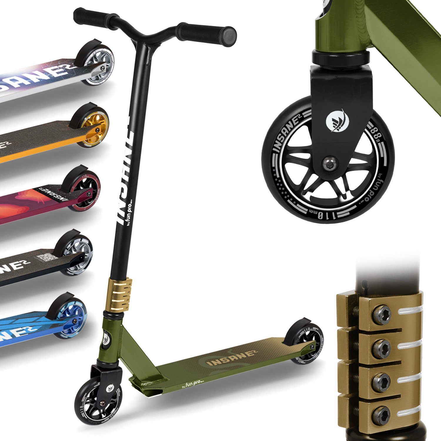 Tretroller Erwachsene Insane Kinderroller fun Kick 2, Cityroller Roller Kinder Scooter pro Stunt