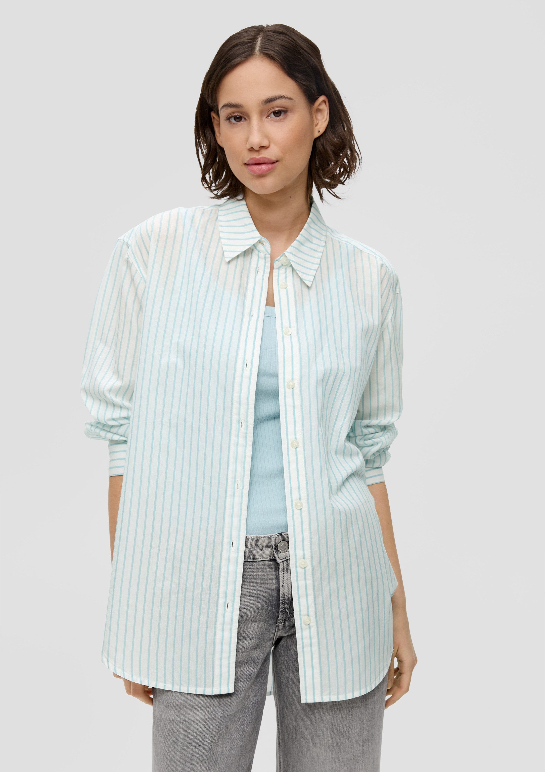 QS Langarmbluse Bluse Longbluse mit Streifen