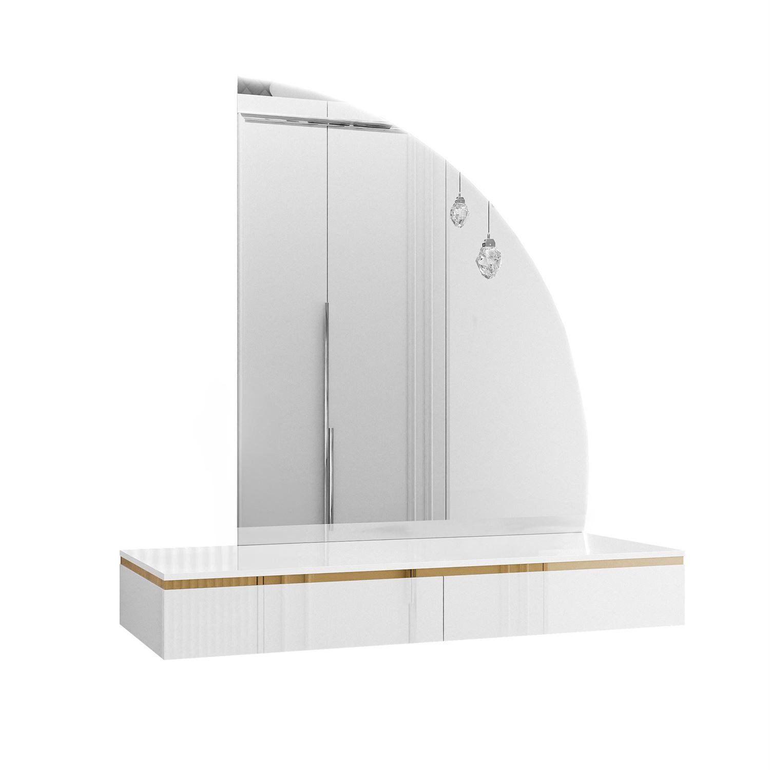 Lookway Schminktisch AURORA-Q hängender Schminktisch mit Spiegel und Led Be günstig online kaufen