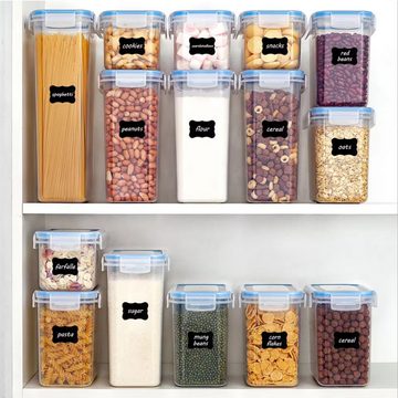 HYIEAR Vorratsdose 48er Set Vorratsdosen, Aufbewahrungsbox Küche mit Deckel, Kunststoff, (Set), mit Messlöffeln, Etiketten und Markierstift