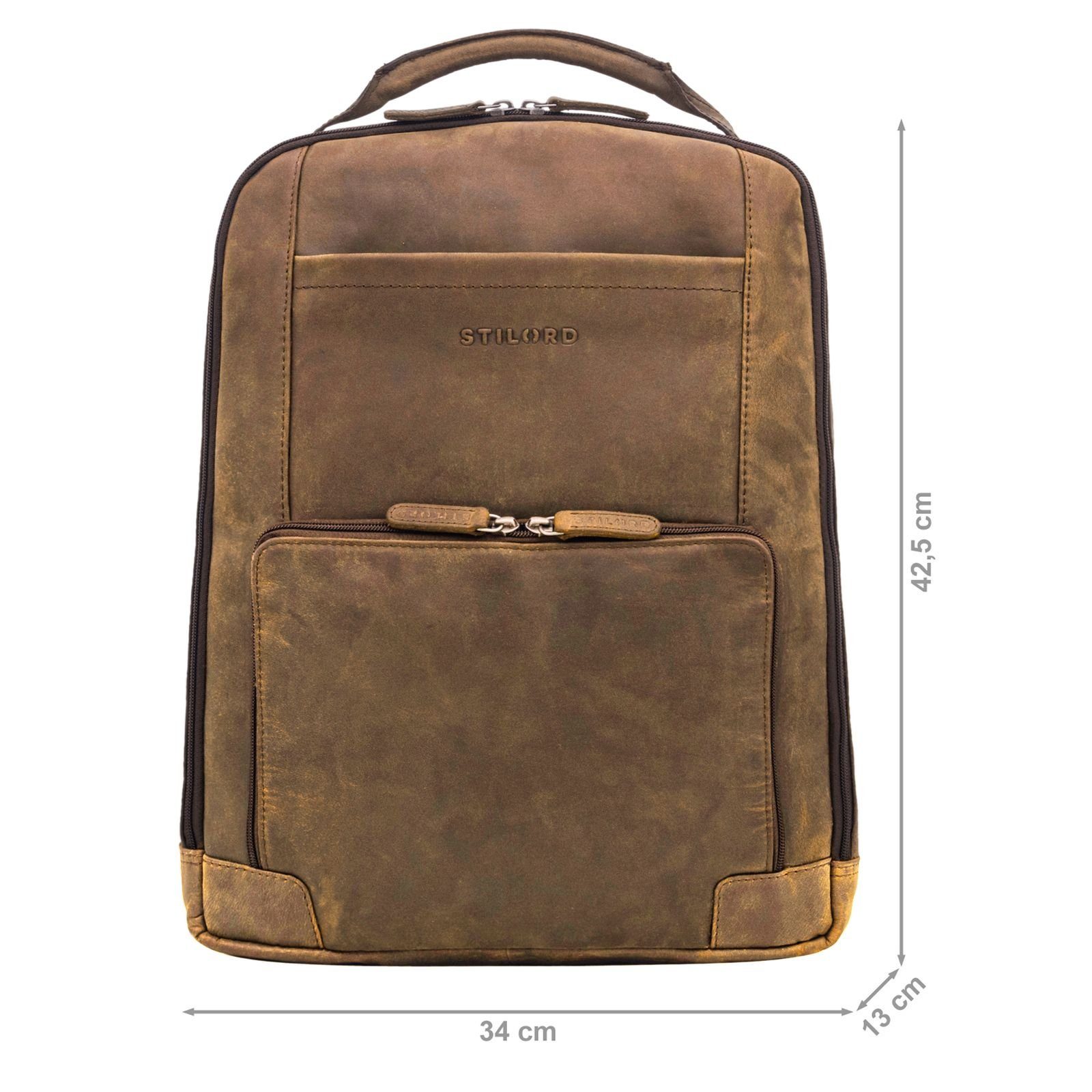 Notebook-Rucksack für "Harlow" Herren - colorado Rucksack XL STILORD braun Leder