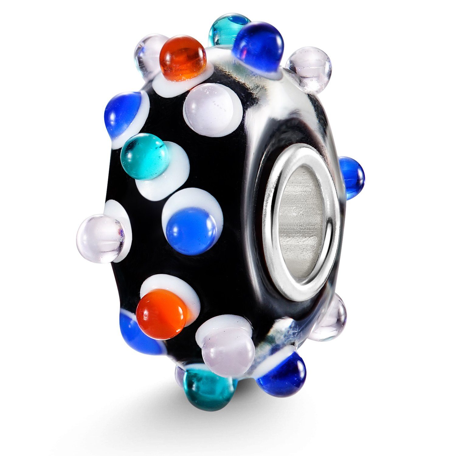 Materia Bead Glasperle Konfetti / Punkte 3D mehrfarbig 9, Hülse aus 925 Sterling Silber | Beads