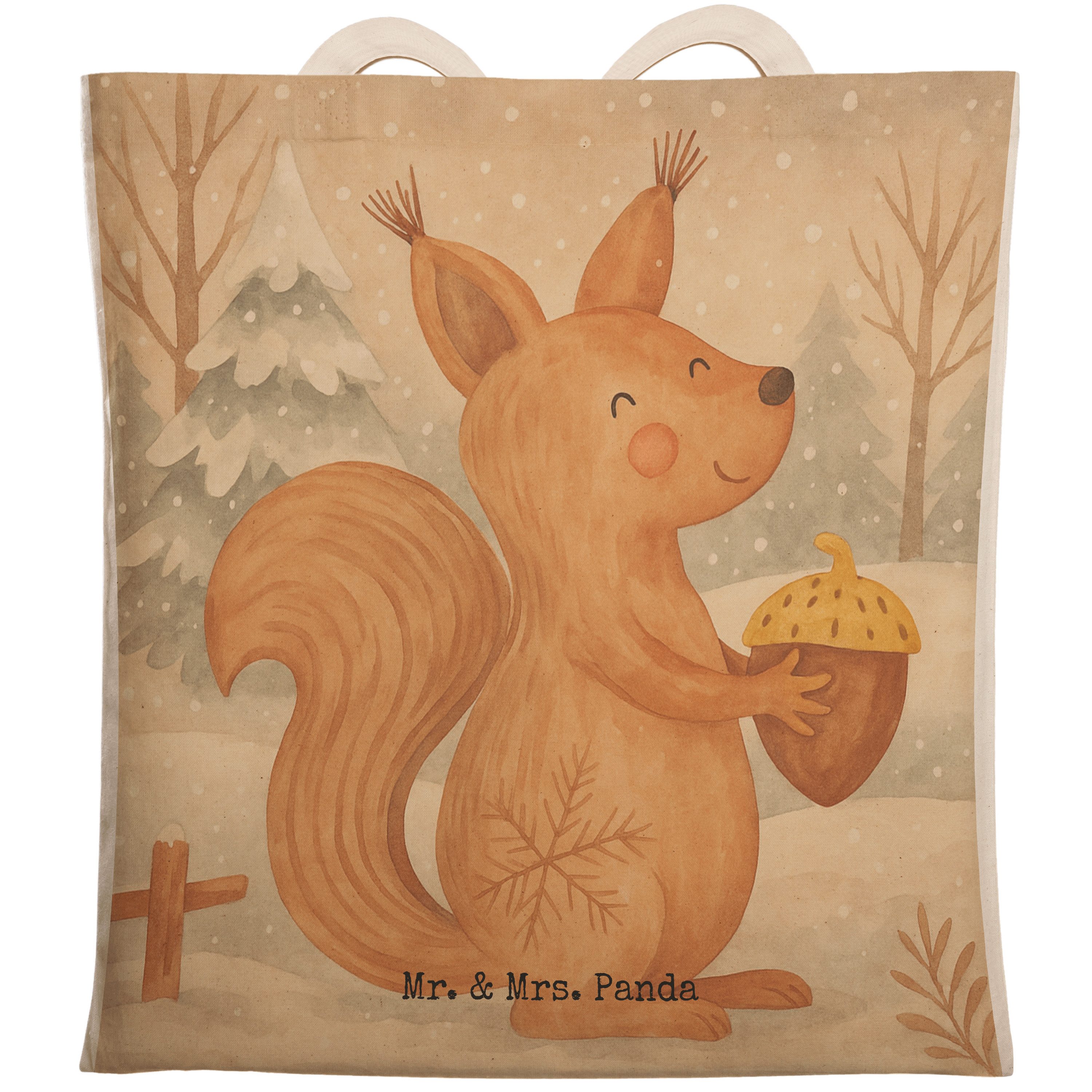 Tragetasche Eichhörnchen Weihnachten Design, Tote Bag, Weiß, Guten Rutsch, Weihna