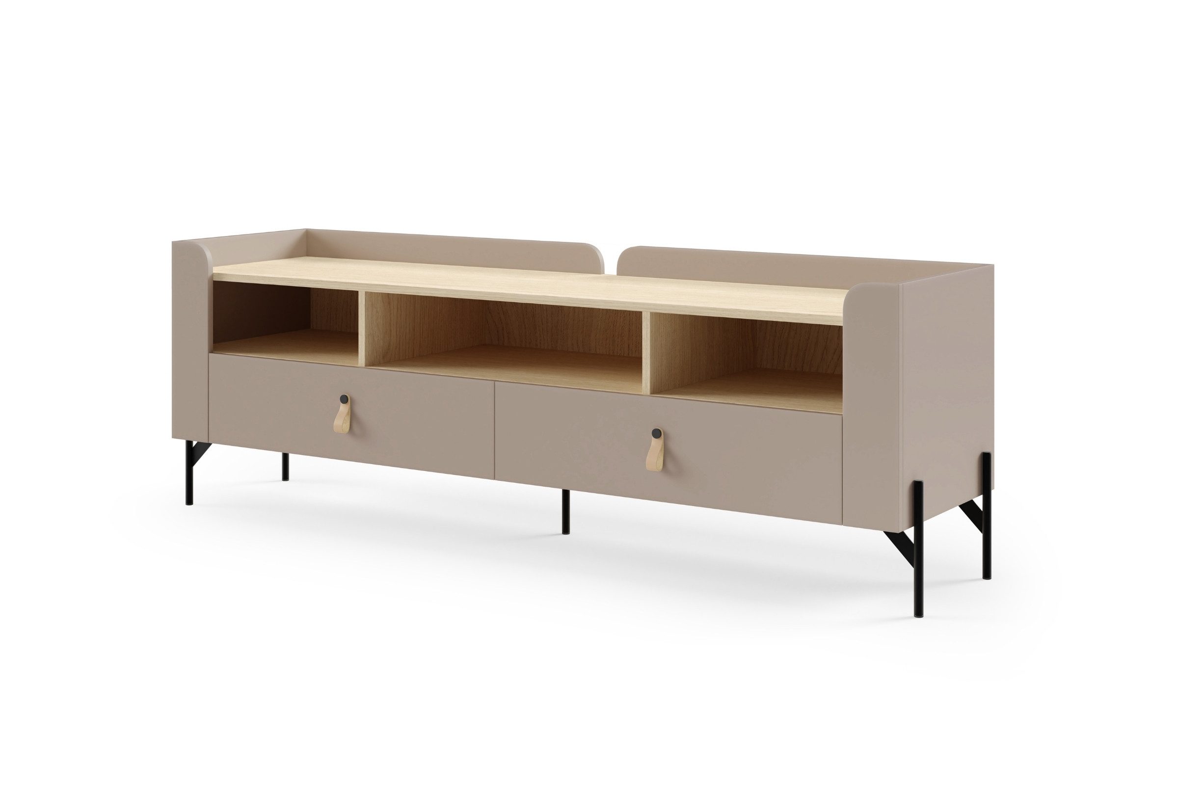 Deine Möbel 24 TV-Board SOVI 09 160 cm breit, skandinavisches Design, SOVI - Kollektion (Set, 1 St., ideal für Wohnzimmer), TV-Schrank mit 3 Schubladen und 3 offenen Fächern