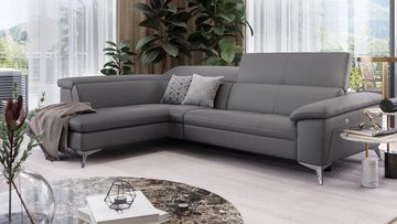 Sofanella Ecksofa Sofanella Ledercouch STELLA Ledersofa Ecksofa Wohnlandschaft in Rot