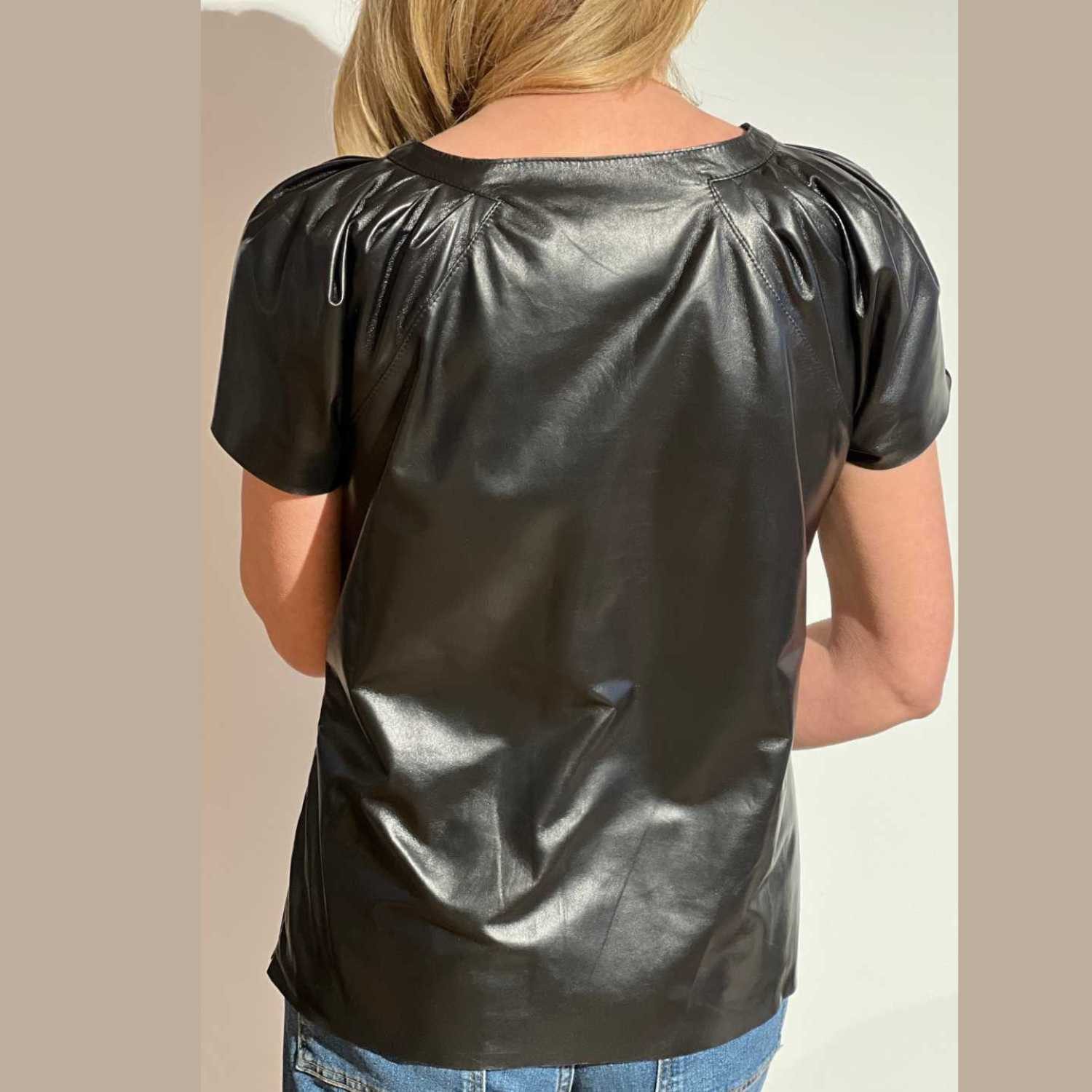 von hohenstein Blusentop Lederbluse LANA schwarz Handmade in Germany