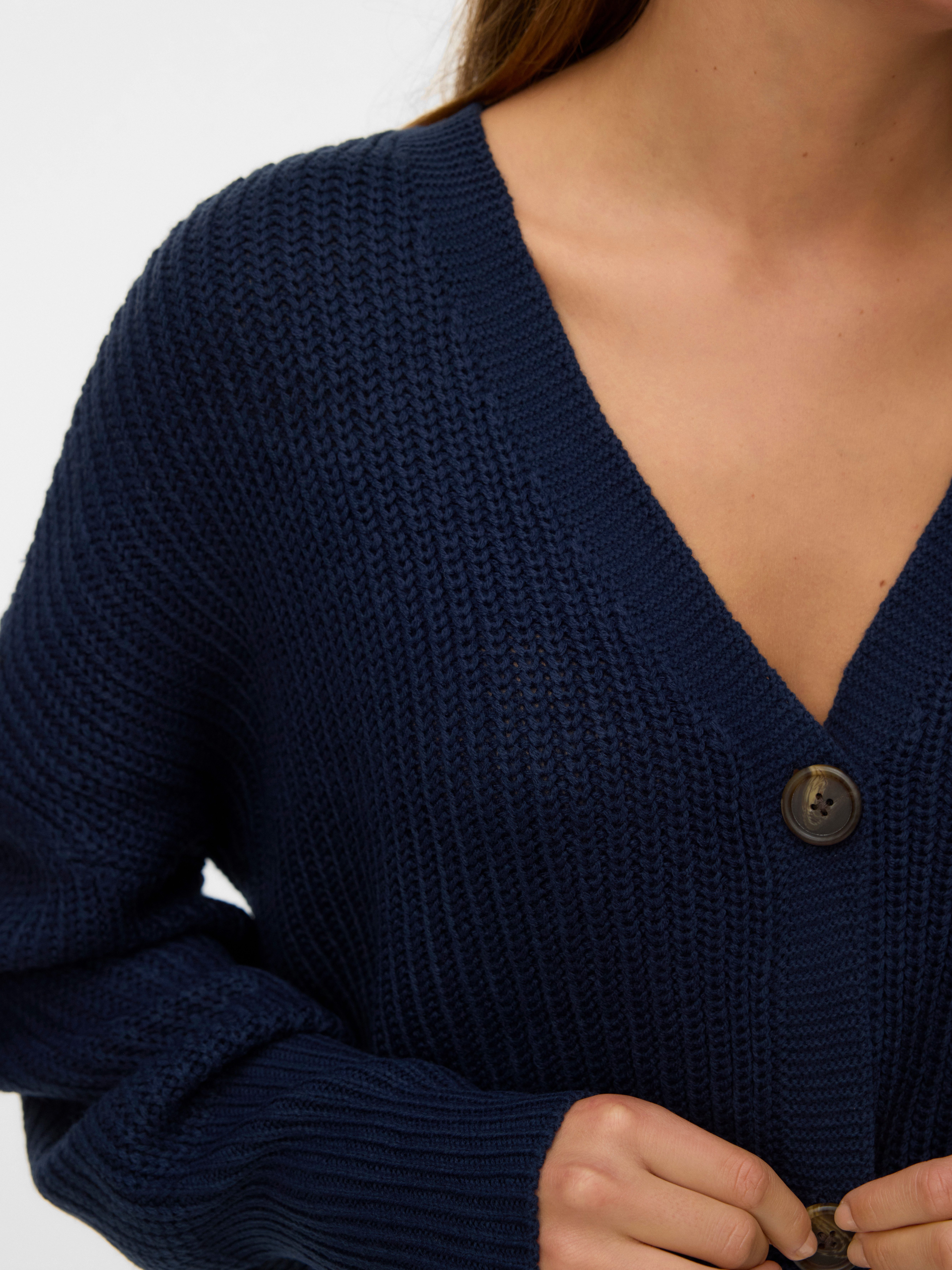 Vero Moda Strickjacke VMLEA LS V-NECK CUFF CARDIGAN NOOS Kunstfaser, regular fit