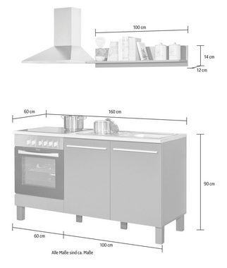 freiraum Küchenzeile Benedicto, in anthrazit / sonoma, Holzwerkstoff - 160x60cm (BxT)