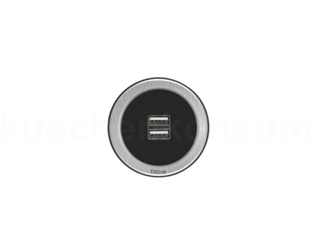 Schulte Elektrotechnik Schulte EVOline One Einbau USB Charger 00.014 schwarz Edelstahl USB-Ladegerät