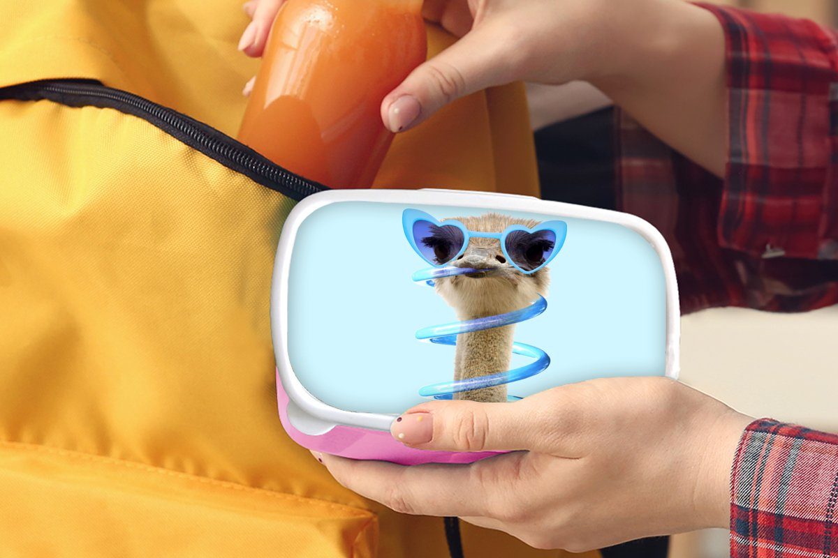 Erwachsene, Kunststoff Snackbox, Blau Sonnenbrille Lunchbox Kunststoff, Brotdose Tiere, für rosa - Brotbox Kinder, - (2-tlg), MuchoWow - Mädchen, Strauß