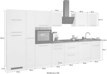 wiho Küchen Küchenzeile Unna, mit E-Geräten, Breite 370 cm