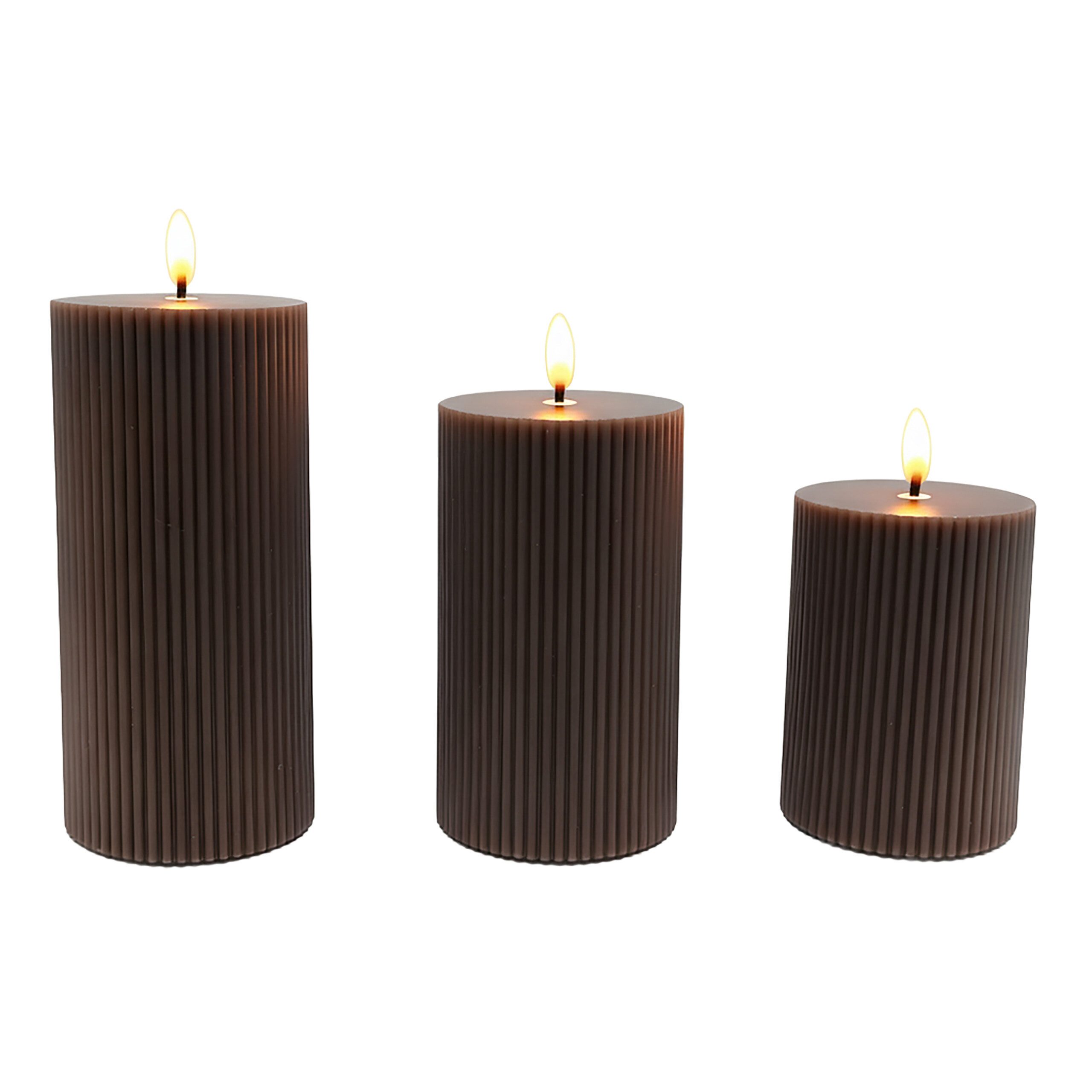 relaxdays LED-Kerze 3er Set, Coffee