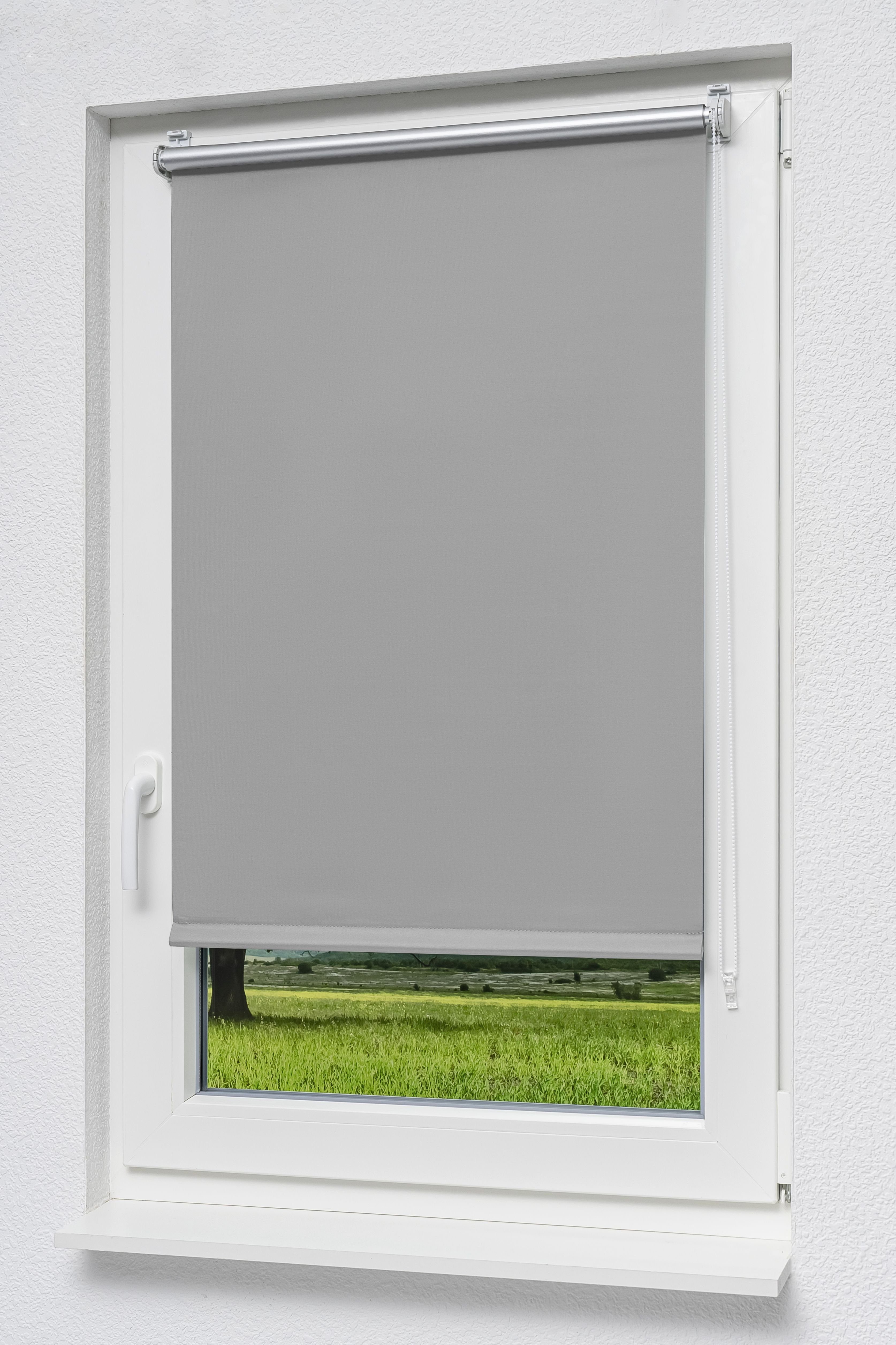 Verdunklungsrollo Qualitätsrollo Klemmtr. Thermo Steingrau, LYSEL®, günstig online kaufen