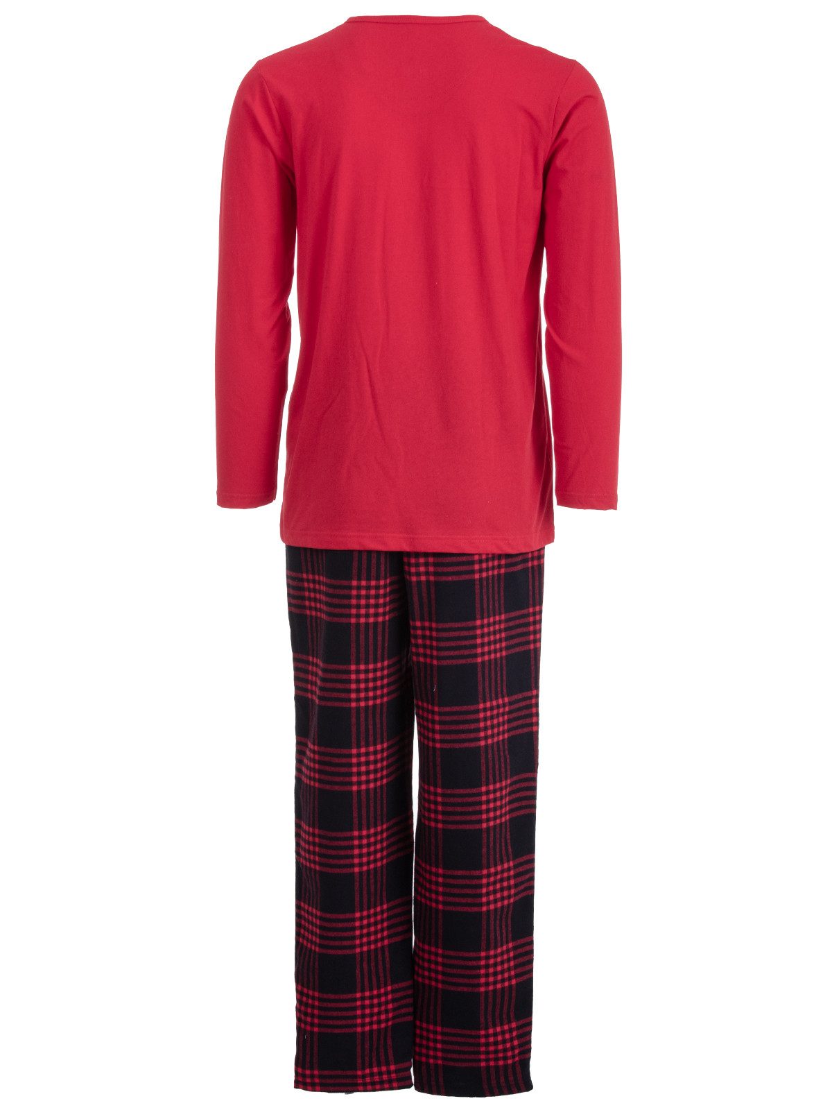 Henry Terre Pyjama Carlo Langarm - Hose & Brusttasche Karo Design Shirt Uni Knopfleiste – Bild 3 von 5