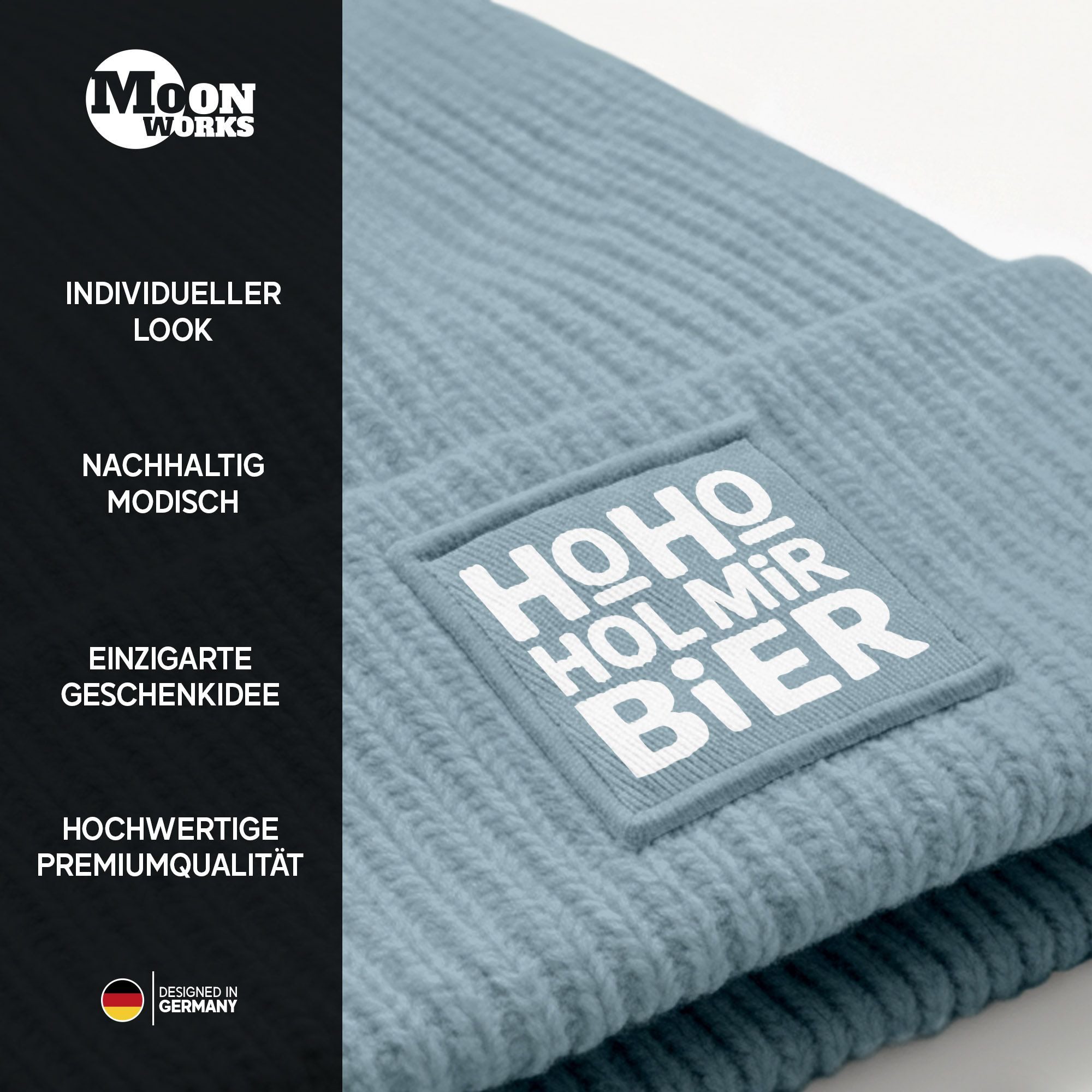 MoonWorks Strickmütze Damen Beanie Strickmütze Spruch Weihnachtsmann Santa Ho Ho Hol mir