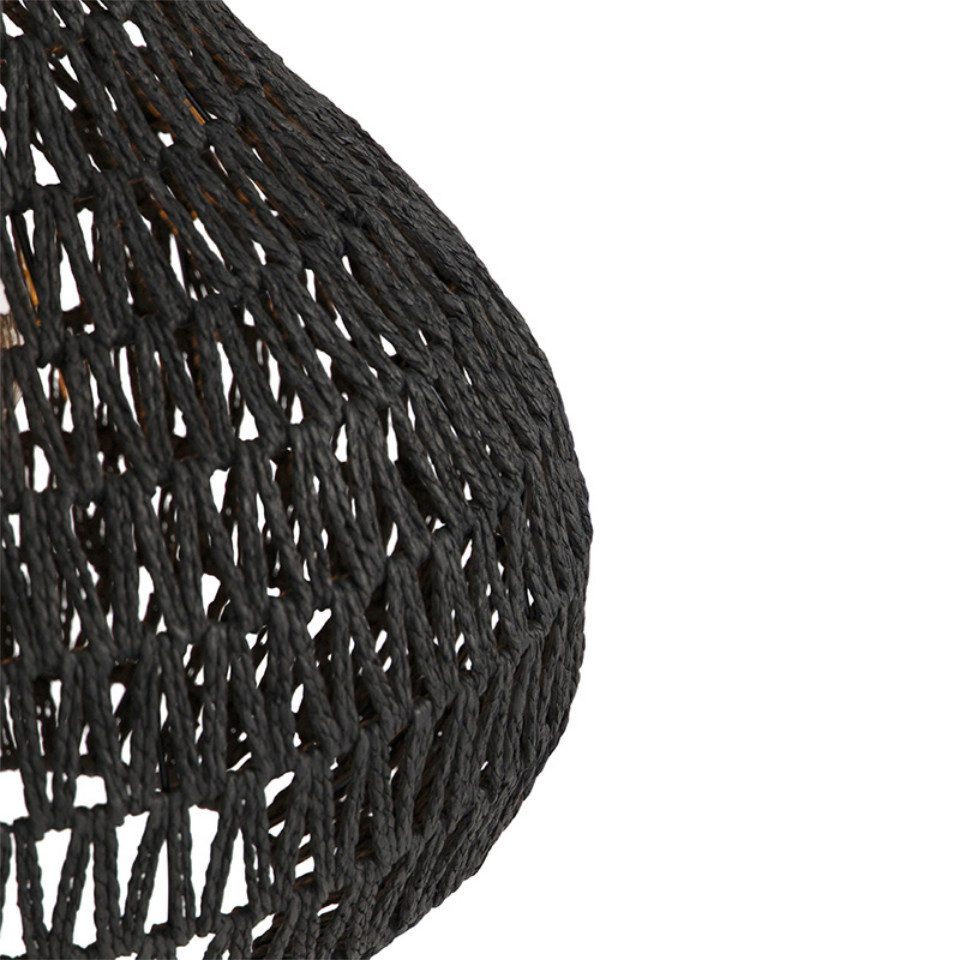 Qazqa Pendelleuchte Lina, ohne Leuchtmittel, E27, Schwarz, Retro, Seil, 1-flammig