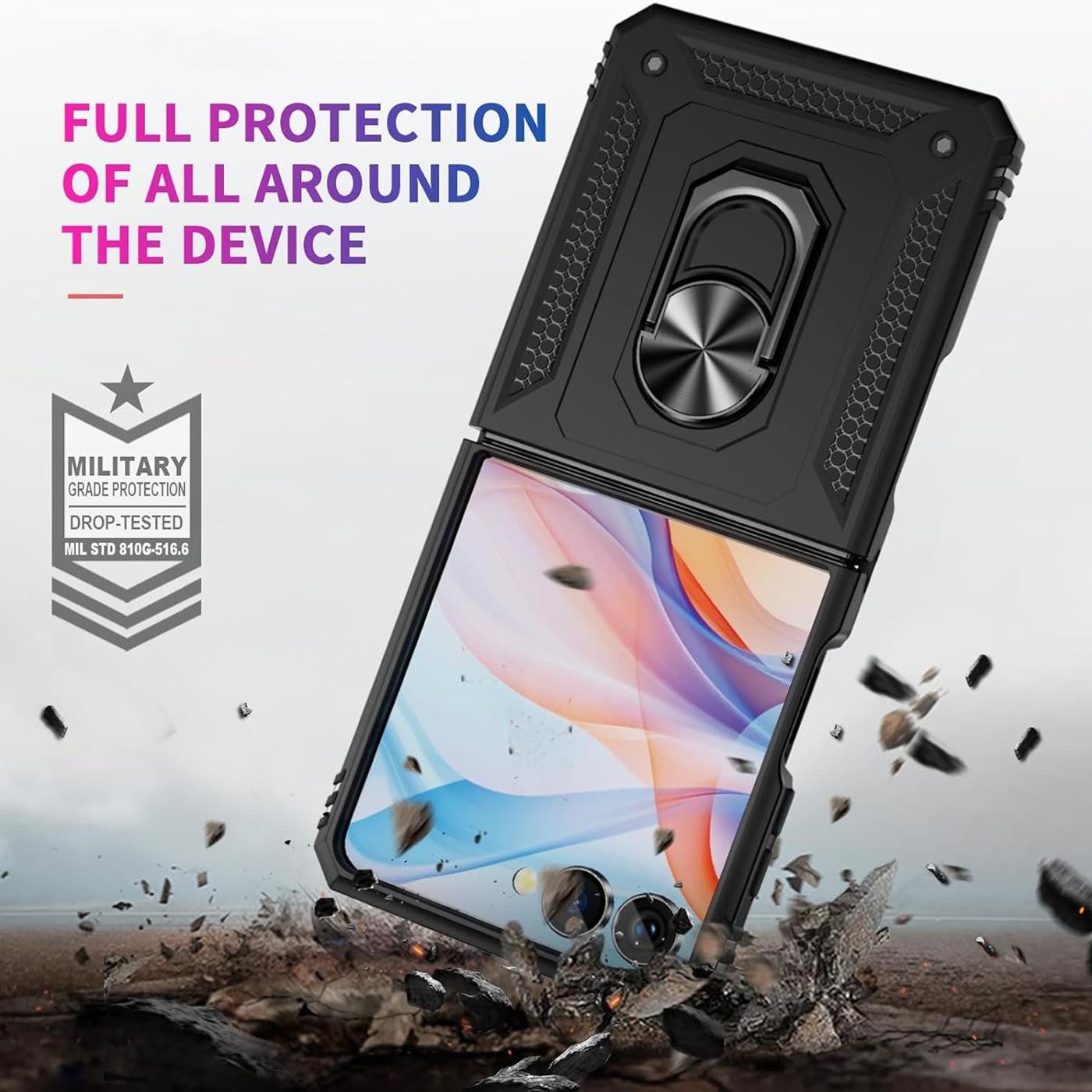 CoolGadget Handyhülle Schwarz als 2in1 Schutz Cover Set für das Samsung Galaxy Z Flip 7 6,9 Zoll / 4,1 Zoll, 2x Glas Display Schutz Folie + 1x TPU Case Hülle fü – Bild 5 von 5