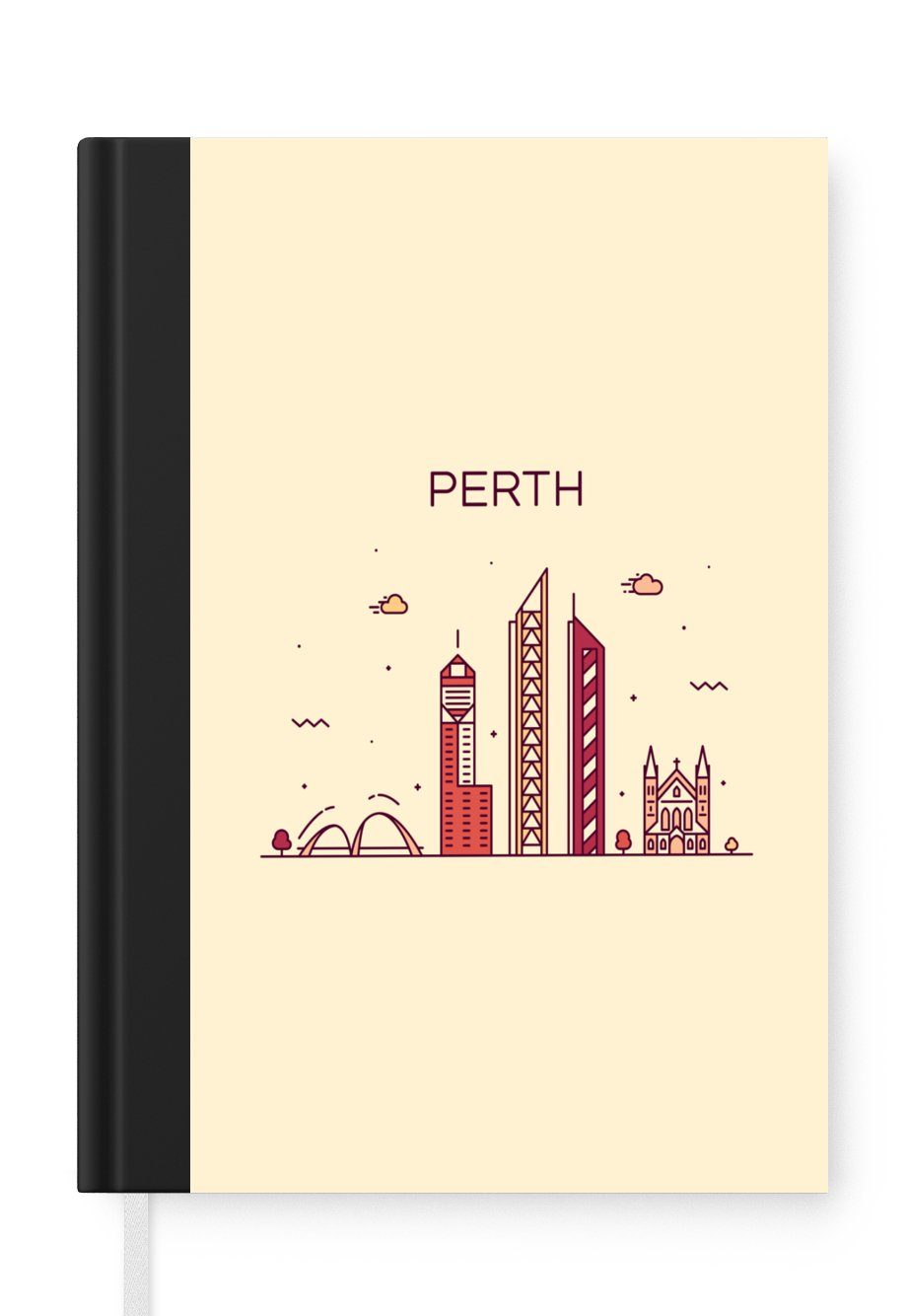 MuchoWow Notizbuch Australien - Perth - Skyline, Journal, Merkzettel, Tagebuch, Notizheft, A5, 98 Seiten, Haushaltsbuch