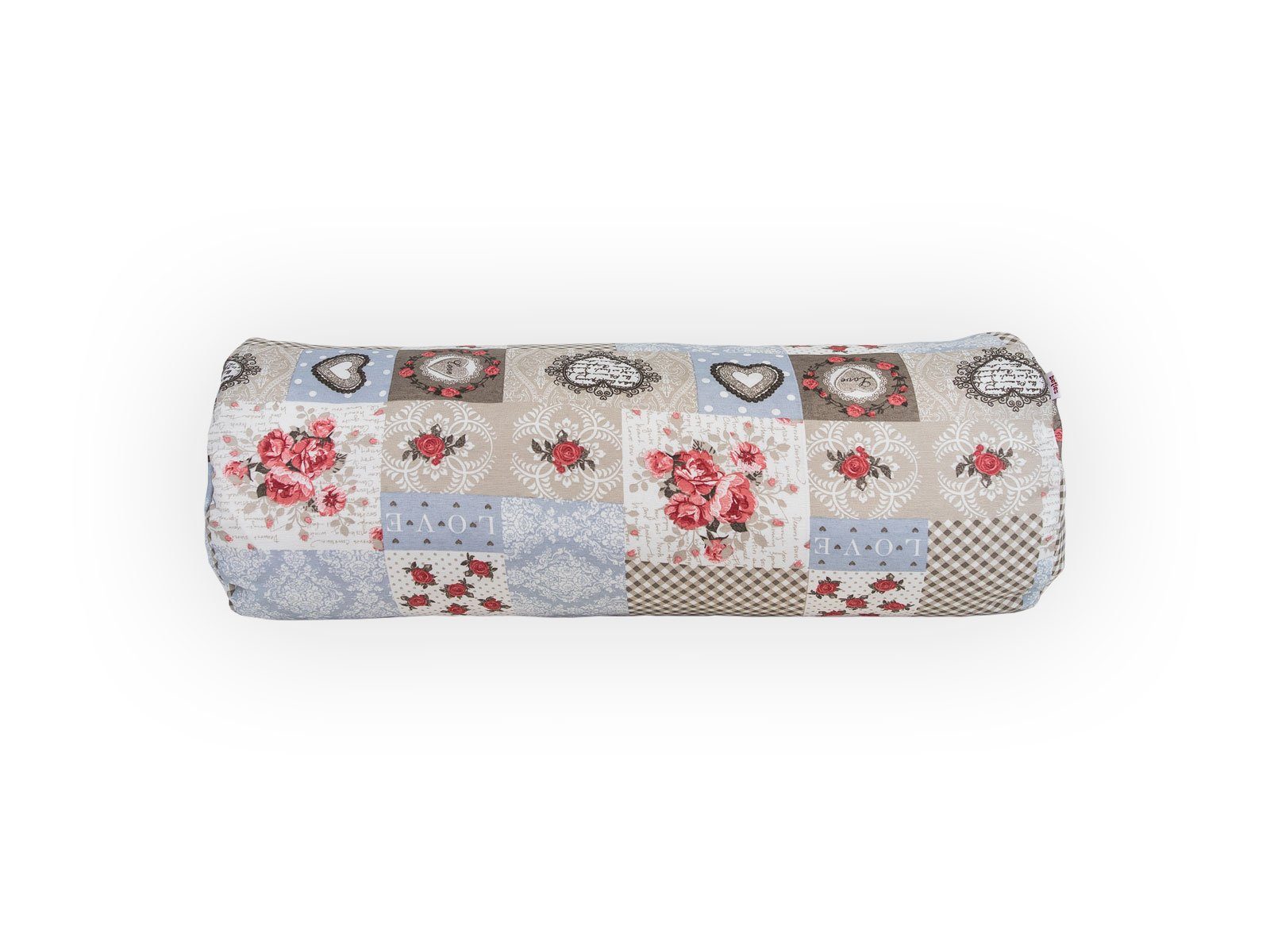 beties Kissenbezug Dorfkinder, XL Nackenrollen Bezug ca. 25x70 cm (taupe-rot)