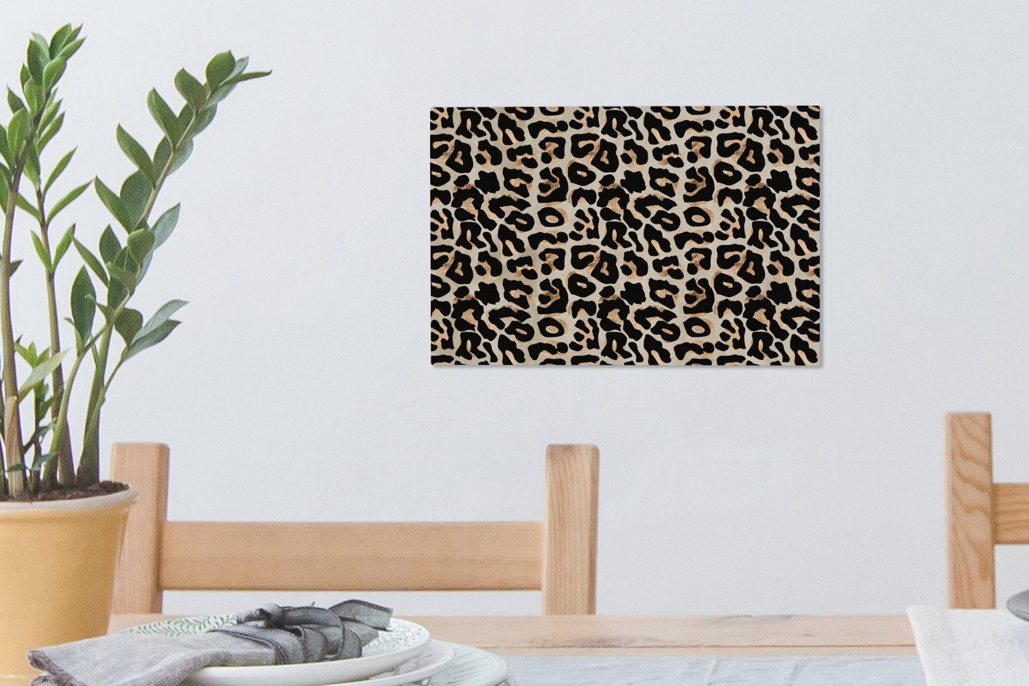 OneMillionCanvasses® Leinwandbild Tierprint St), Luxus, 30x20 Wandbild Aufhängefertig, cm Panther - Leinwandbilder, Wanddeko, - Schwarz - (1
