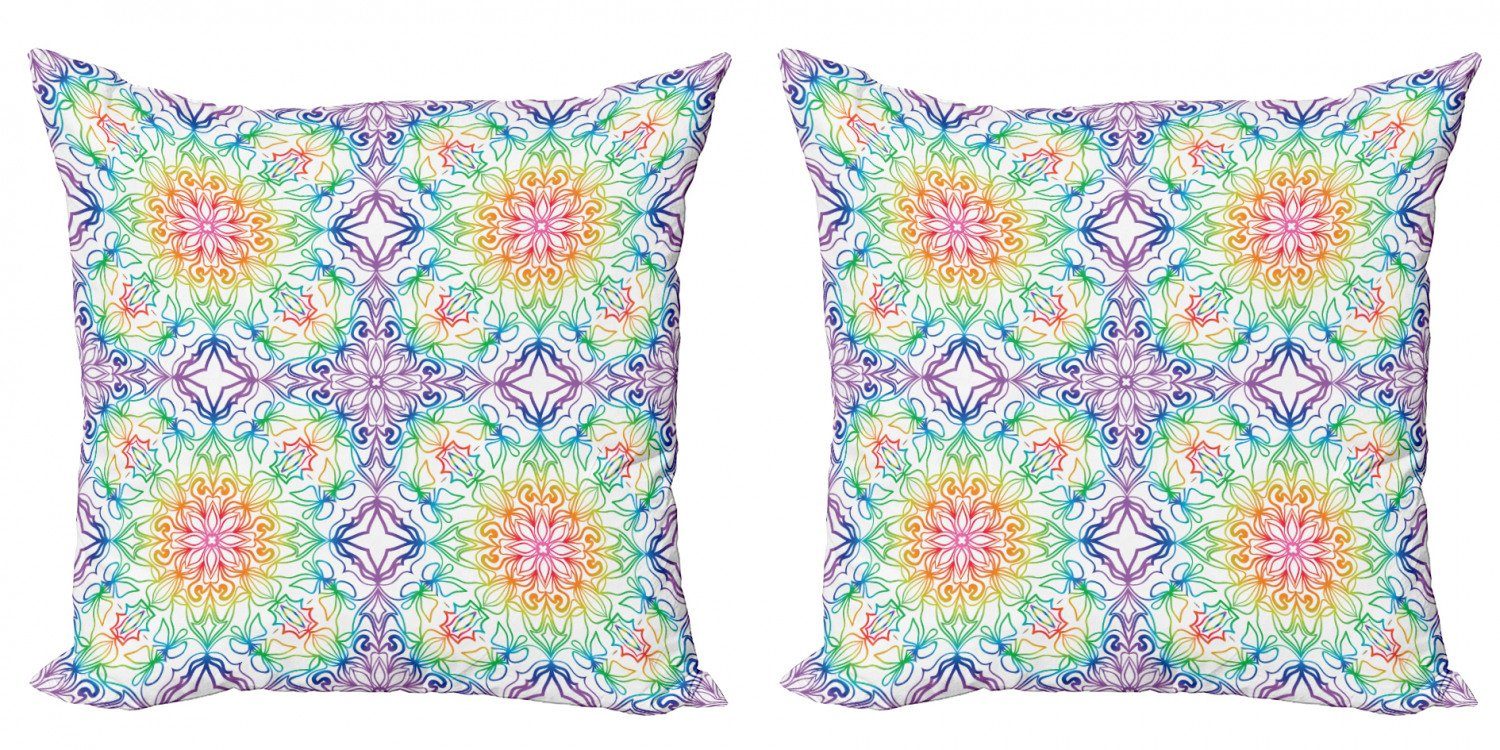 Kissenbezüge Modern Accent Abakuhaus (2 Blume Stück), Digitaldruck, Regenbogen-Mandala Doppelseitiger