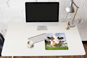 MuchoWow Gaming Mauspad Kuh - Bauernhof - Gras - Tiere (1-St), Mousepad mit Rutschfester Unterseite, Gaming, 40x40 cm, XXL, Großes