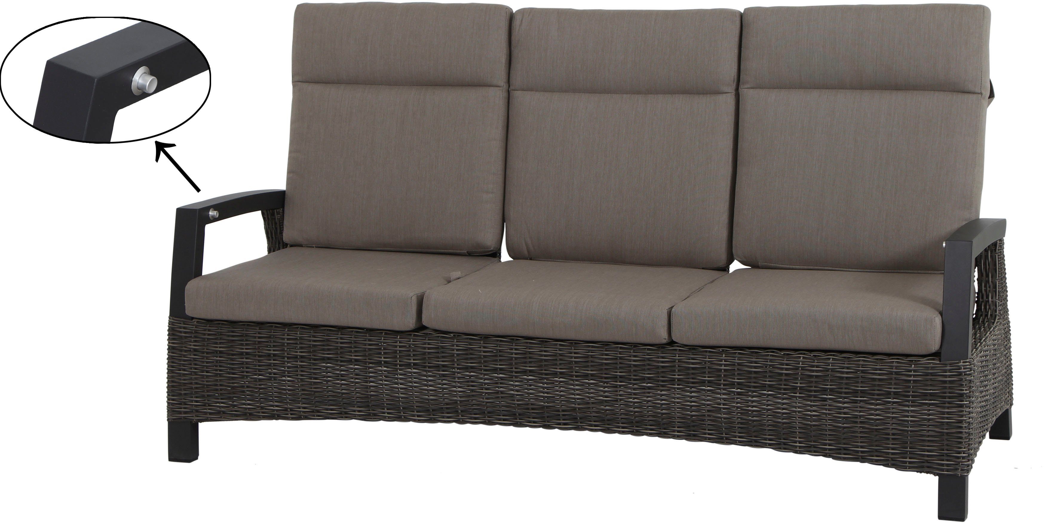 Siena Garden Gartenlounge-Set Corido, (Set, 9-tlg), bestehend aus 2 Sesseln, 1 Sofa, 1 Tisch und 5 Auflagen