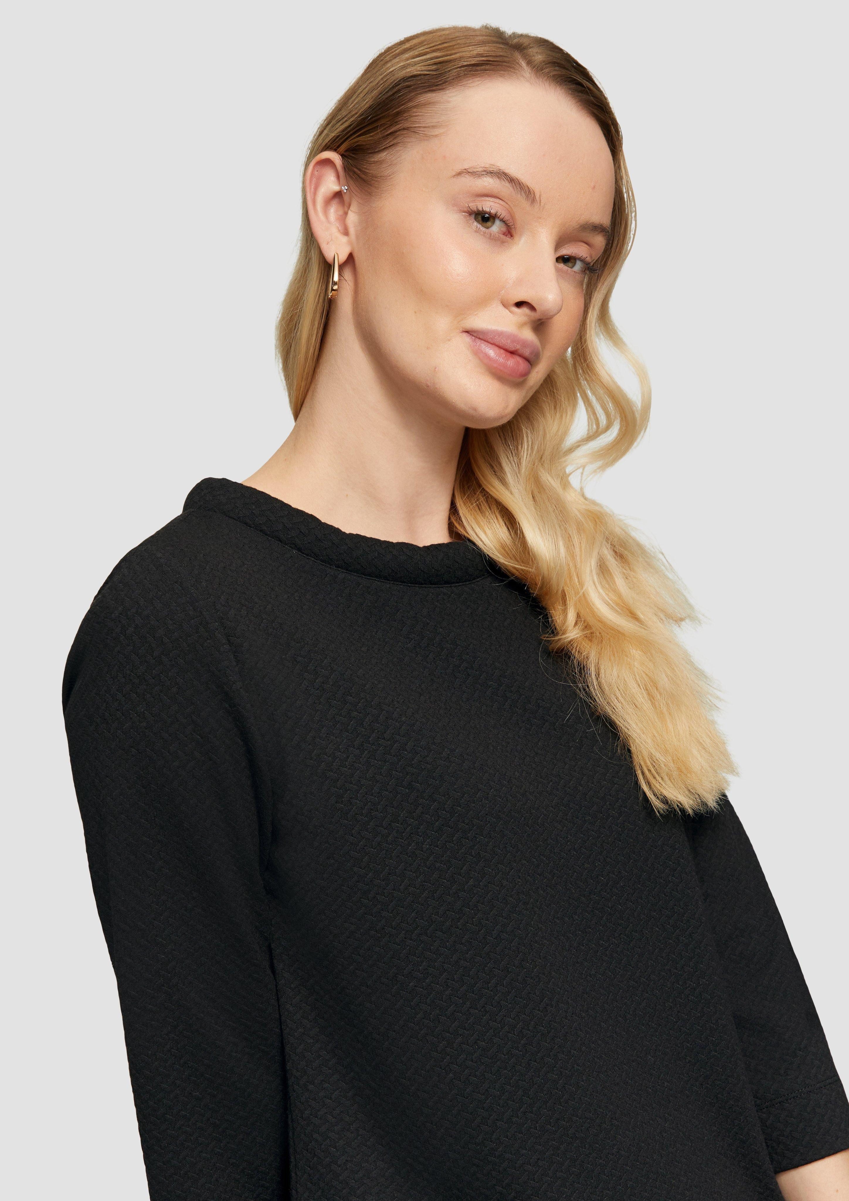 s.Oliver BLACK LABEL 3/4-Arm-Shirt Strukturiertes Sweatshirt günstig online kaufen