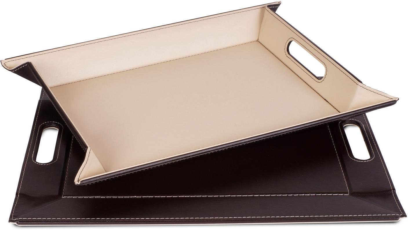 freeform Tablett DUO, 2-farbiges Wendetablett, Tablett und Tisch-Set in einem, wendbar, Kunstleder, (1-tlg), mit Doppelfunktion, pflegeleicht und kann platzsparend verstaut werden