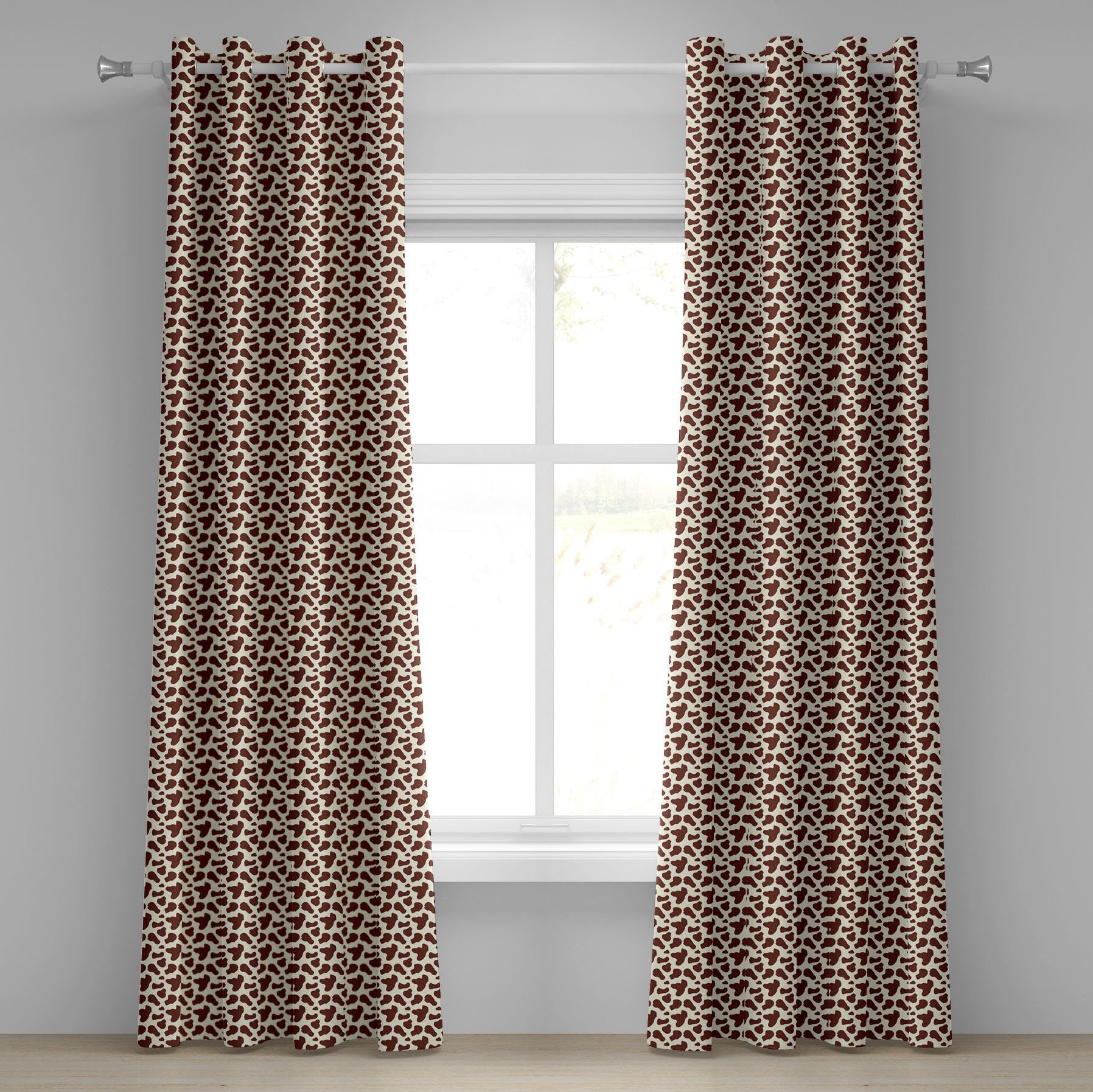 Gardine Dekorative 2-Panel-Fenstervorhänge für Schlafzimmer Wohnzimmer, Abakuhaus, Kuh-Druck Rinderhaut mit Punkt