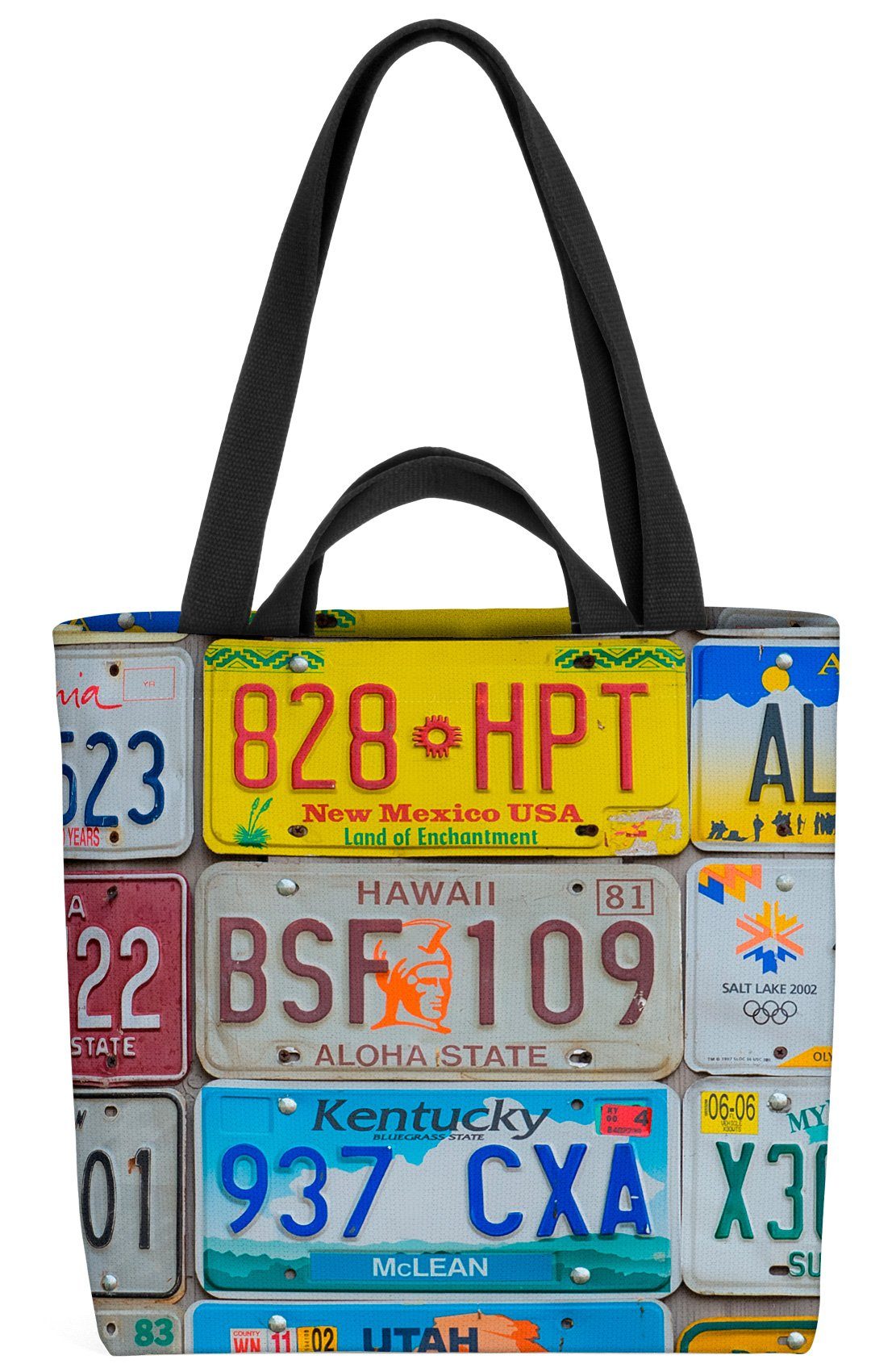 VOID Henkeltasche (1-tlg), Nummernschilder USA Kennzeichen kennzeichen car schilder blechschild